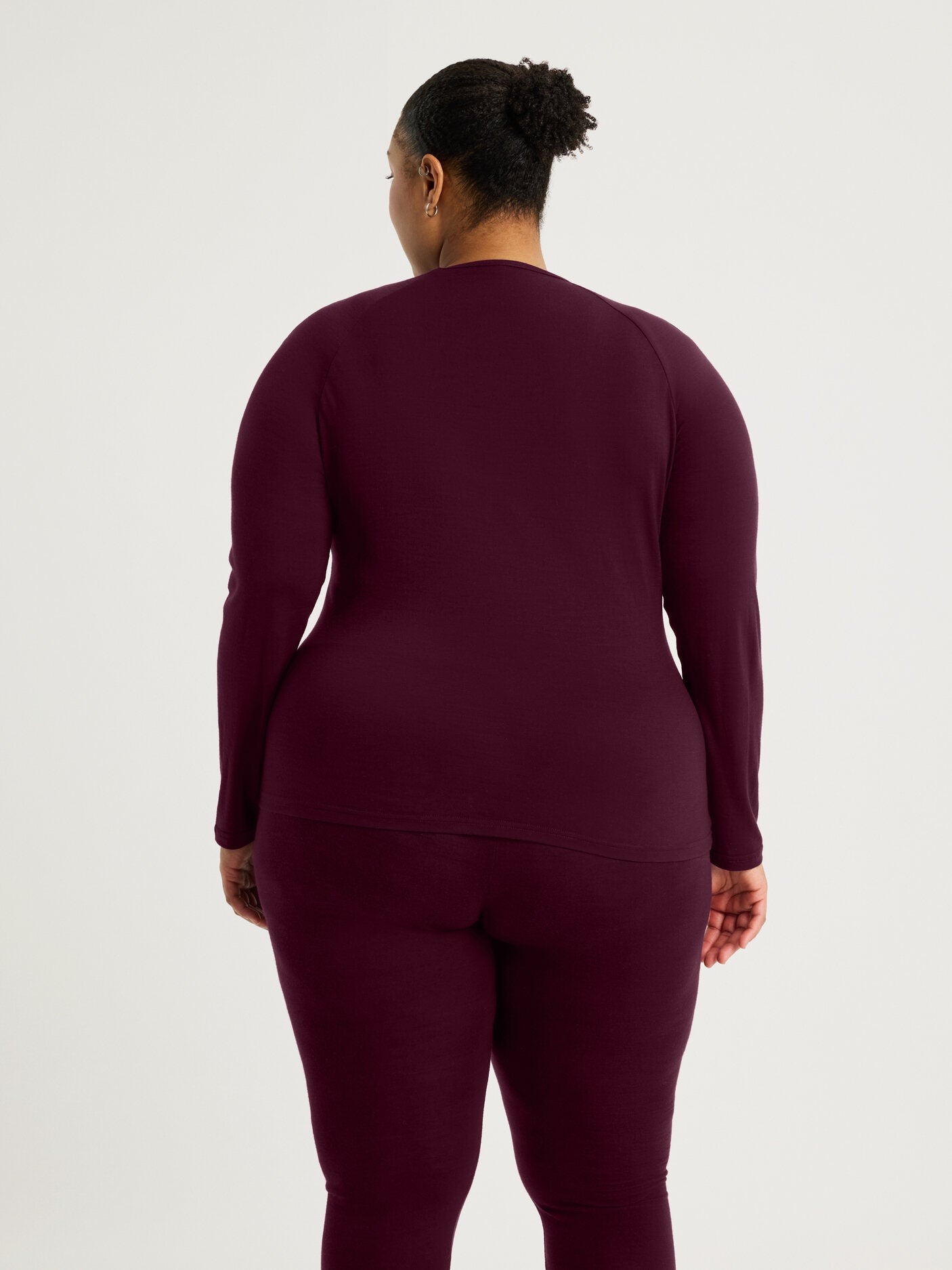 women's merino top long sleeve burgundy [[3XL - 177cm / 5'10'']]