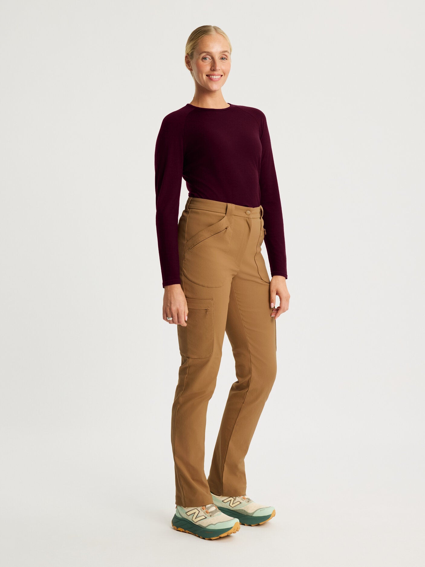 women's merino top long sleeve burgundy [[M - 178cm / 5'10'']]