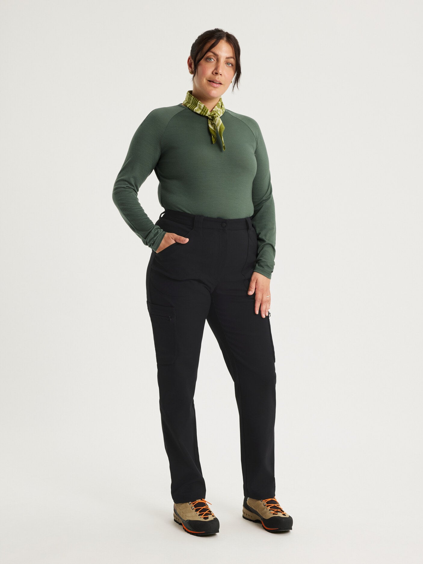 women's merino top long sleeve green [[L - 175cm / 5’9'']]