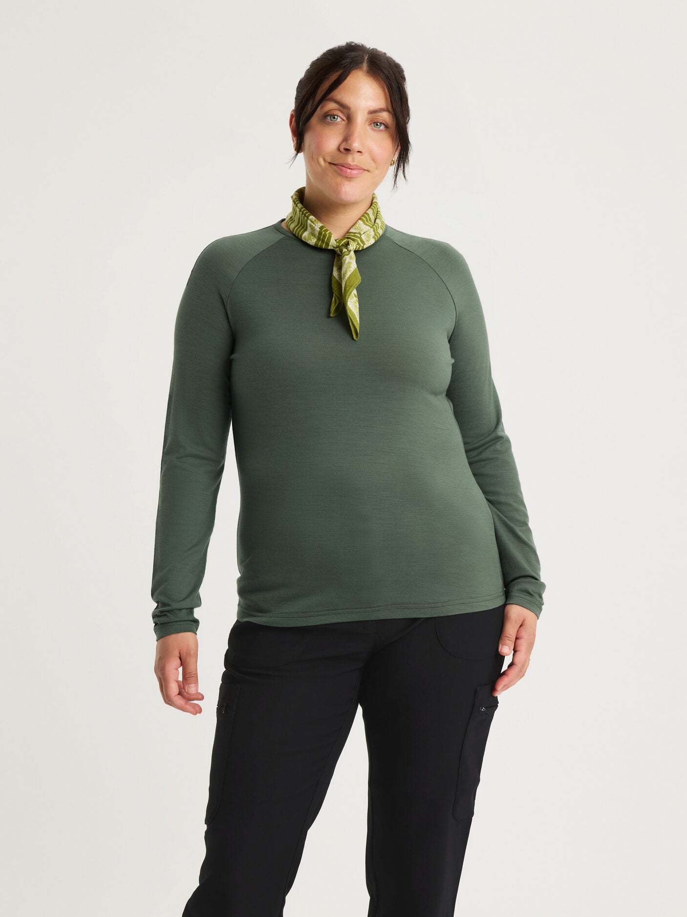 women's merino top long sleeve green [[L - 175cm / 5’9'']]