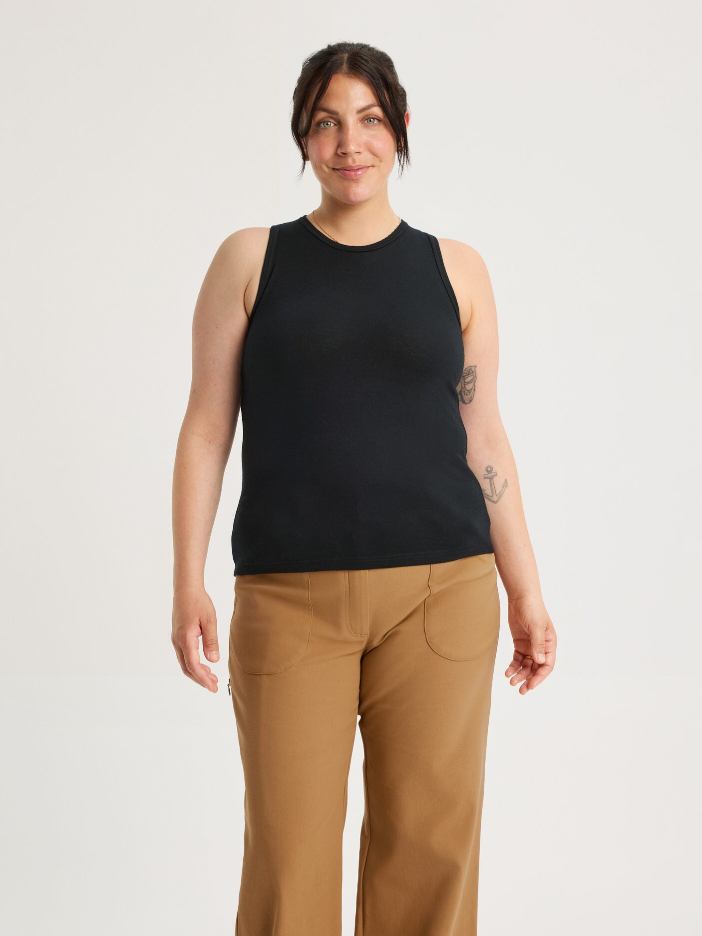 women's merino singlet black [[L - 175cm / 5’9'']]