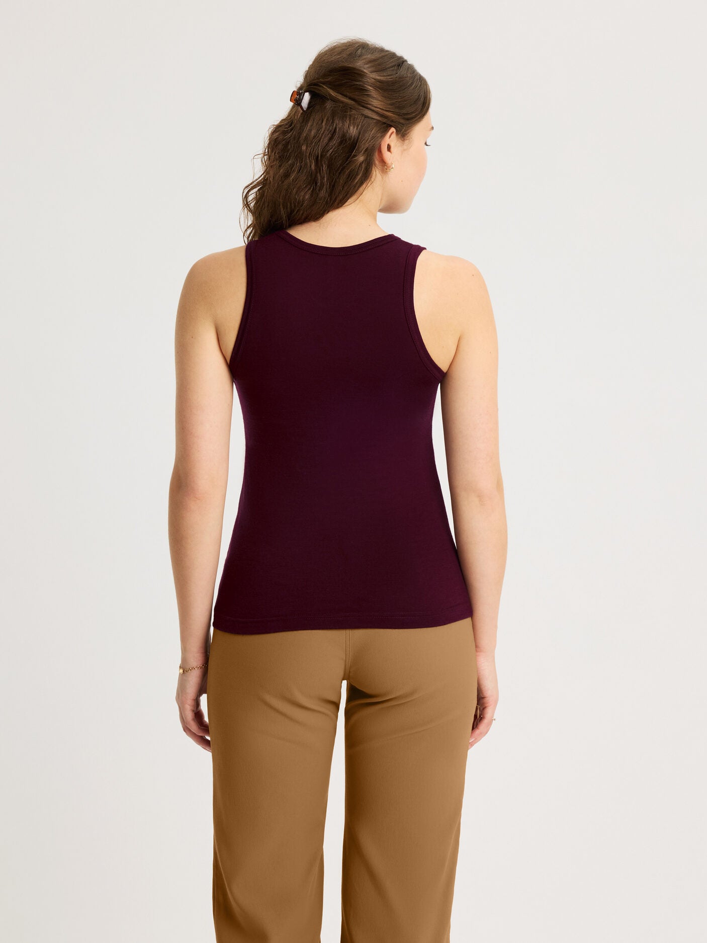 women's merino singlet burgundy [[S - 167cm / 5'6'']]