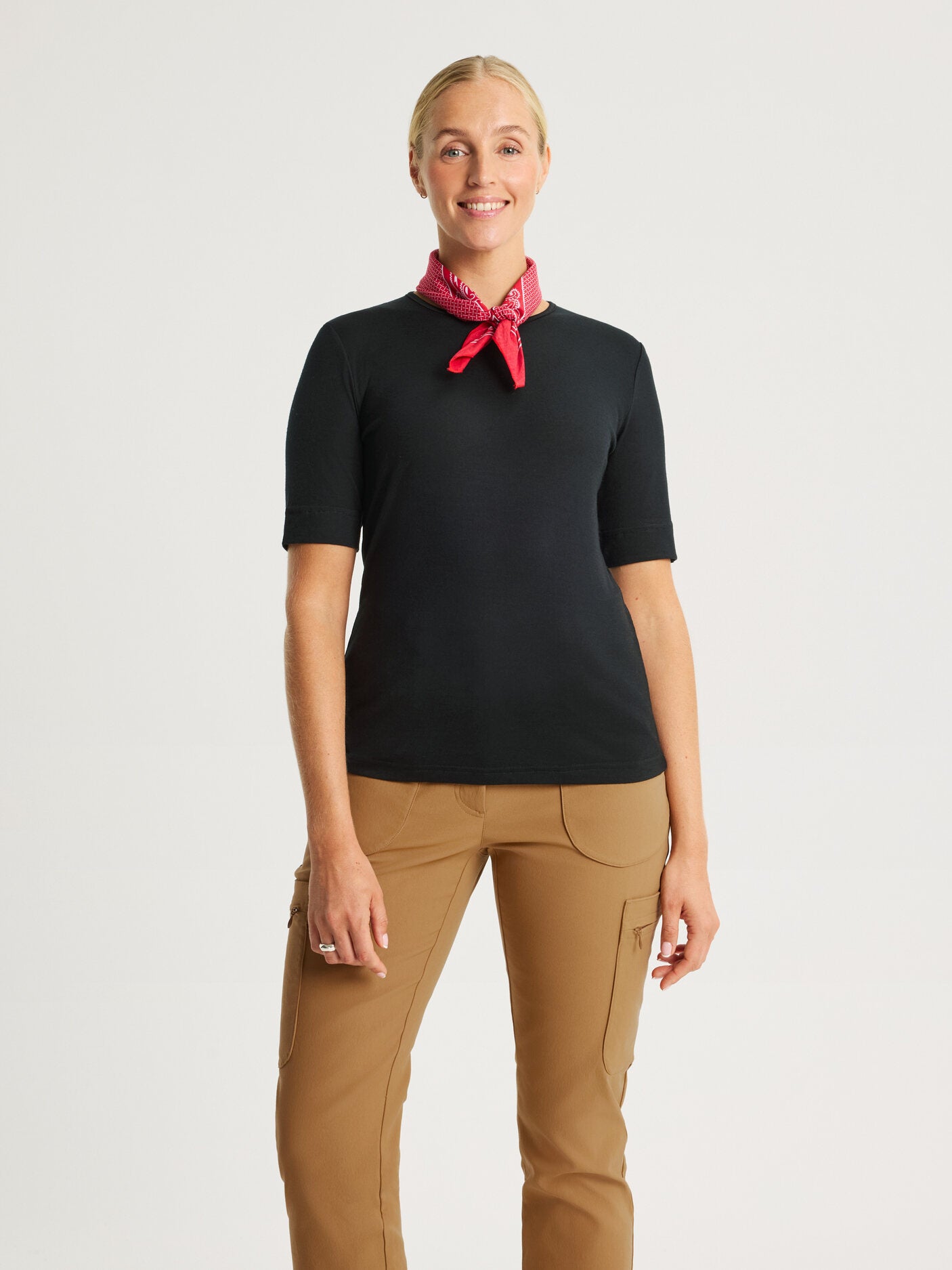 women's merino top short sleeve black [[M - 178cm / 5'10'']]