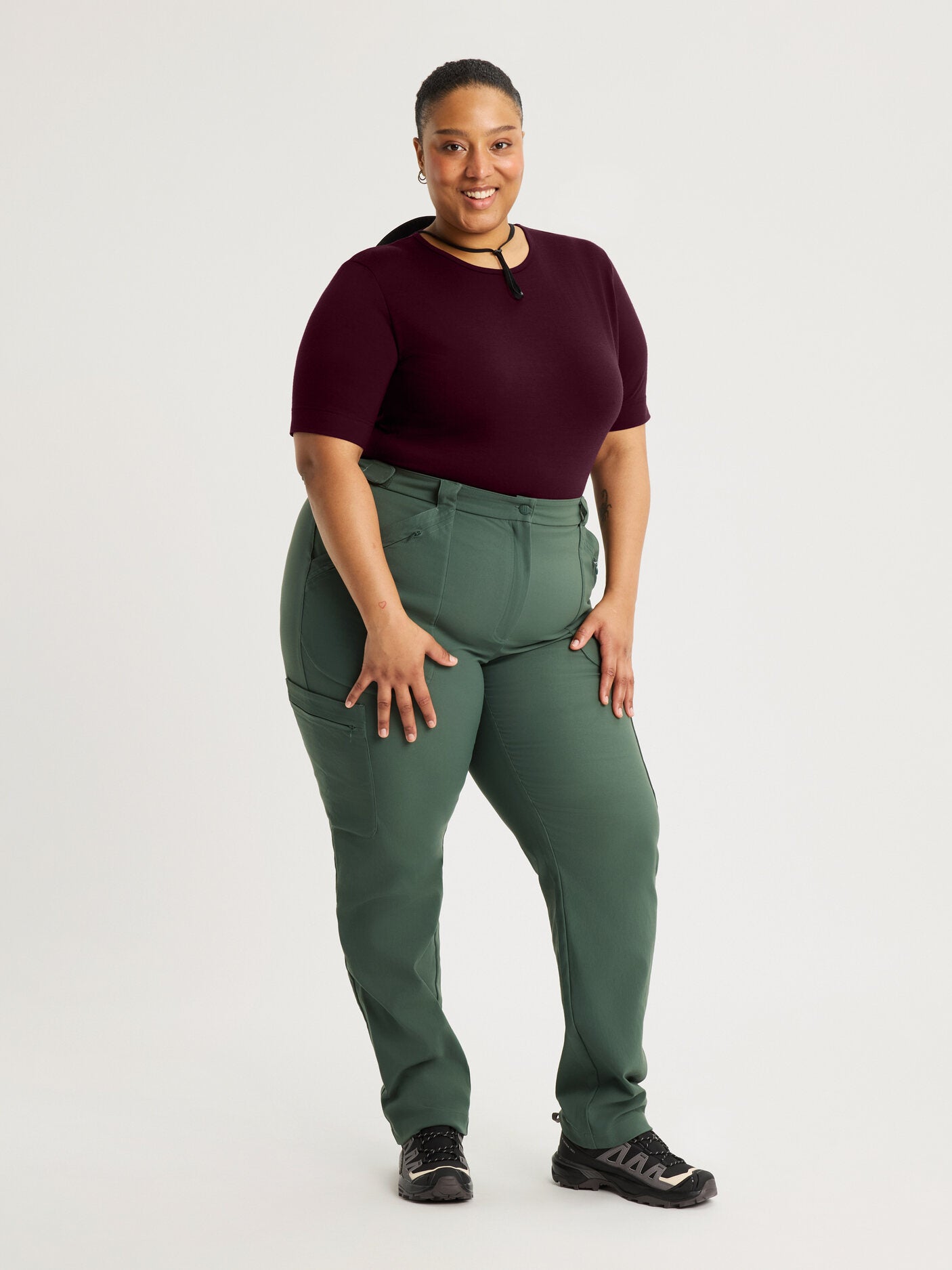 women's merino top short sleeve burgundy [[3XL - 177cm / 5'10'']]