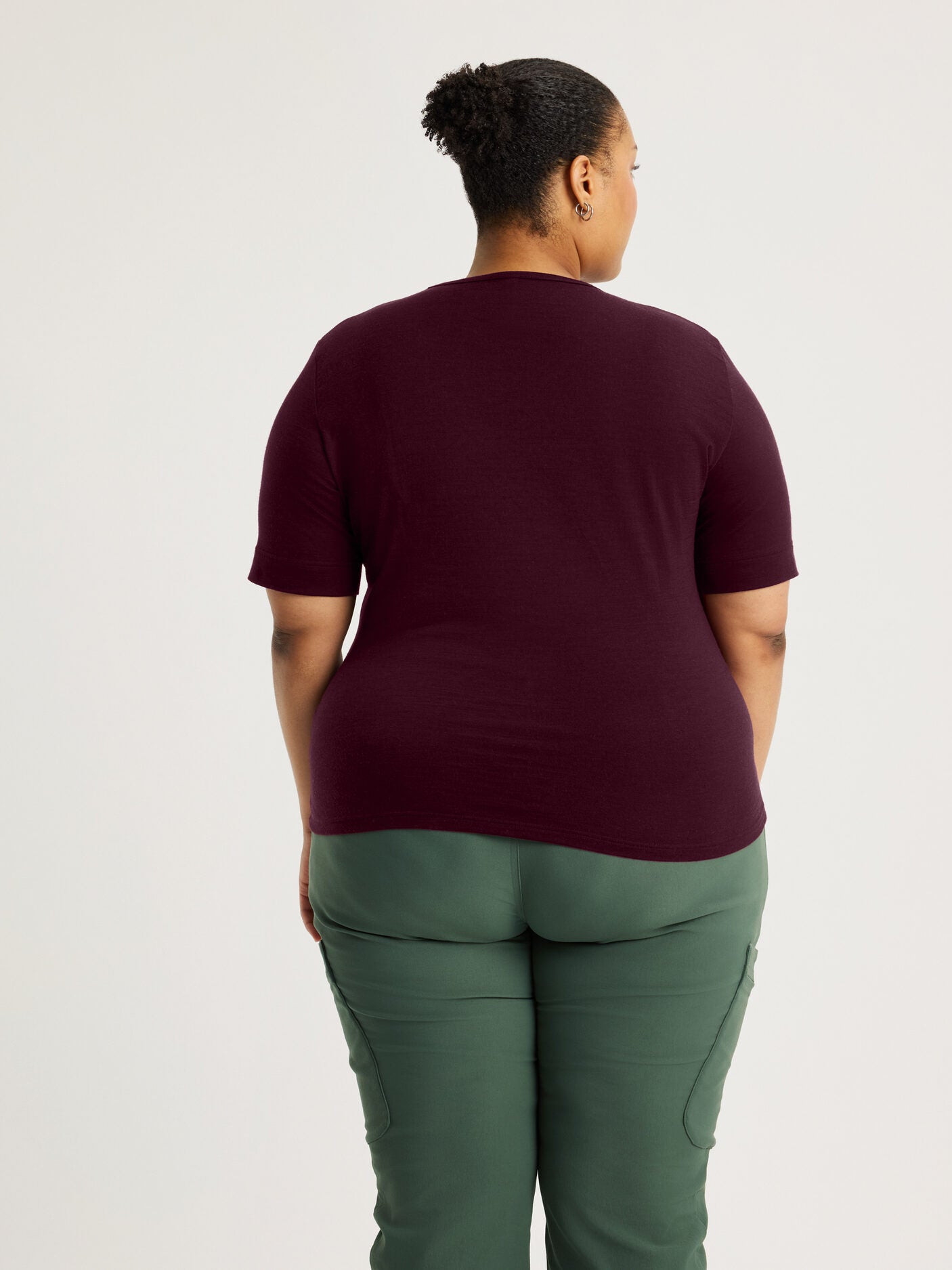 women's merino top short sleeve burgundy [[3XL - 177cm / 5'10'']]