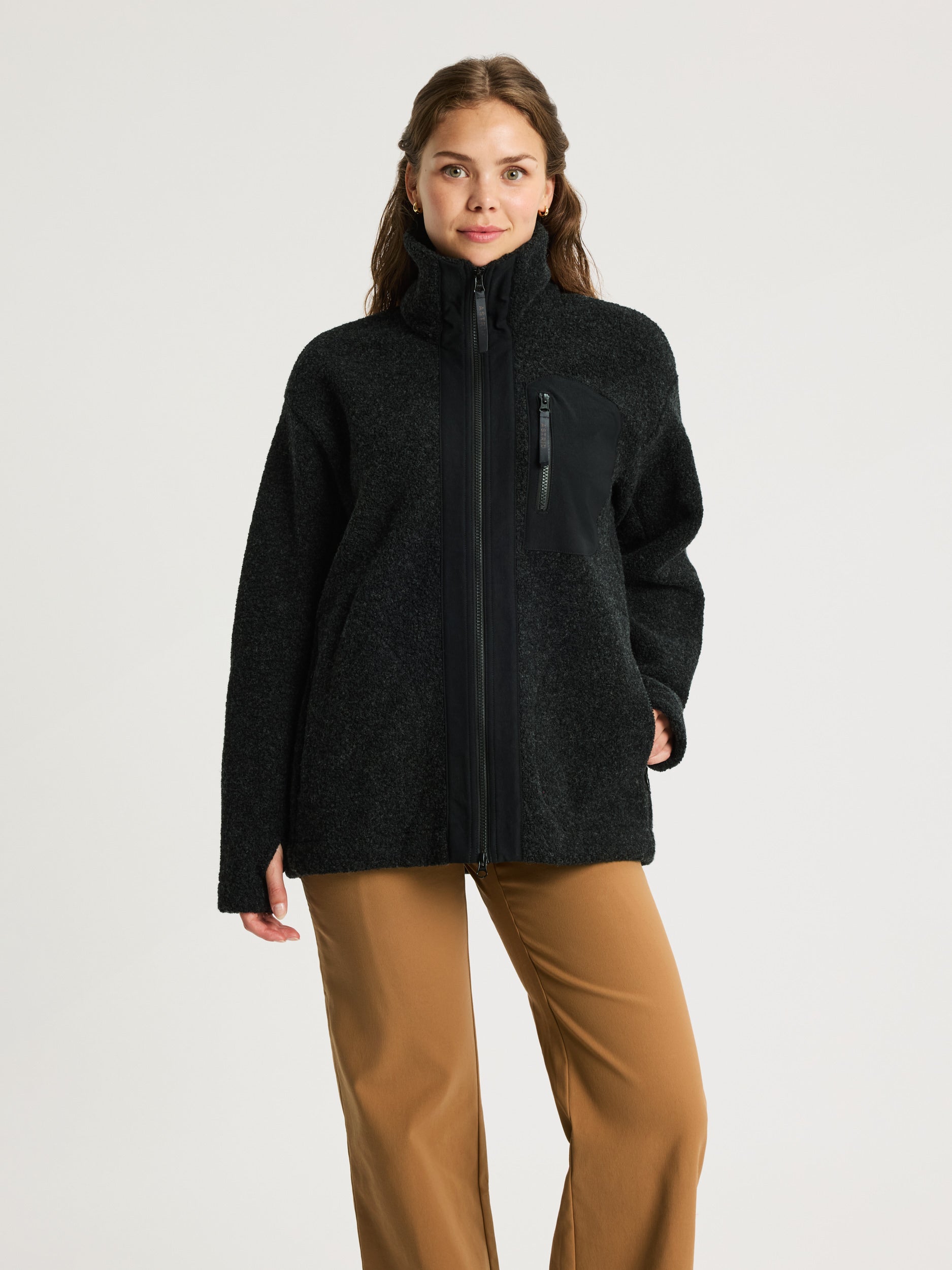 women's fleece jacket black [[S - 167cm / 5'6'']]