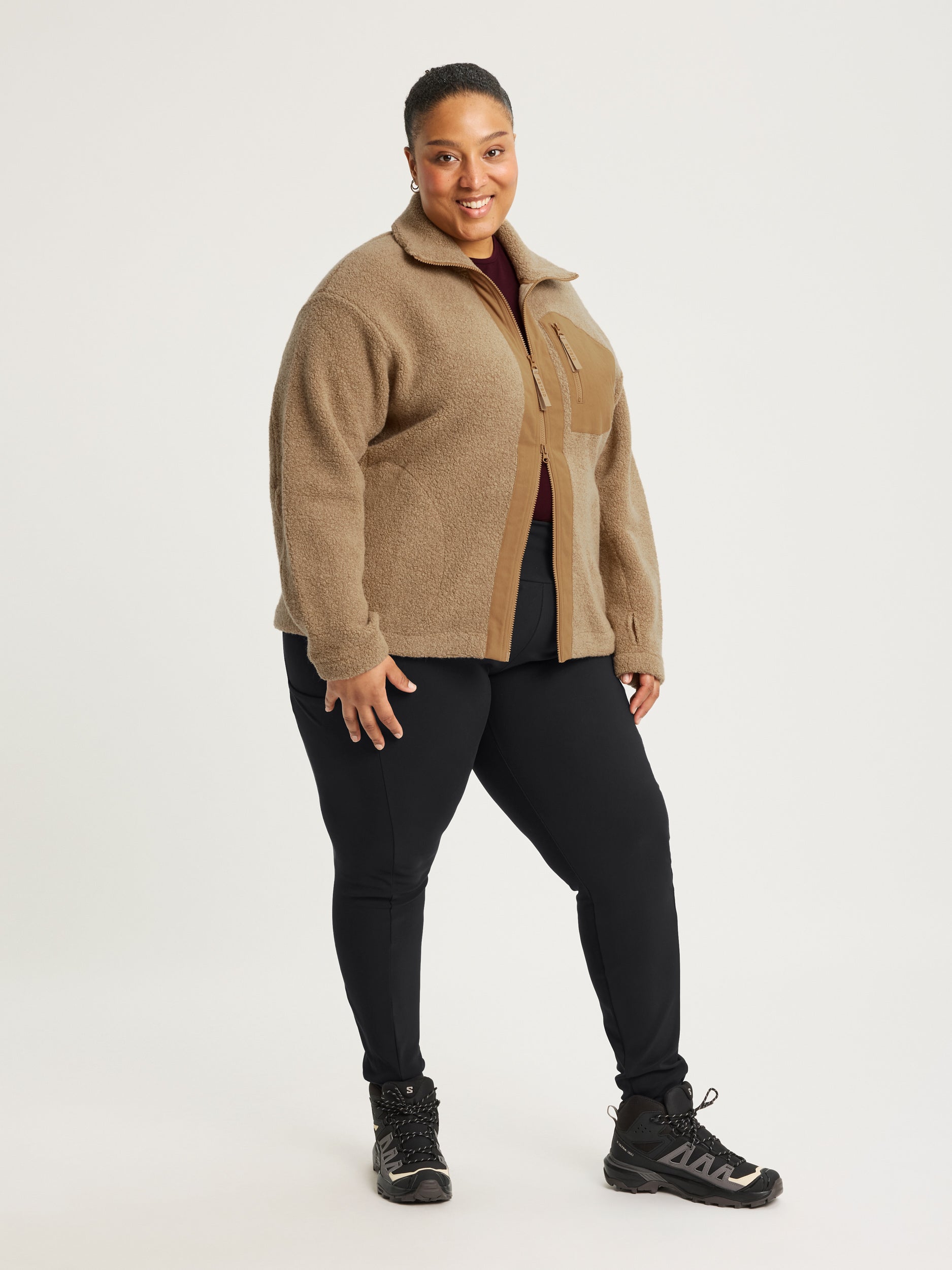 women's fleece jacket camel [[3XL - 177cm / 5'10'']]