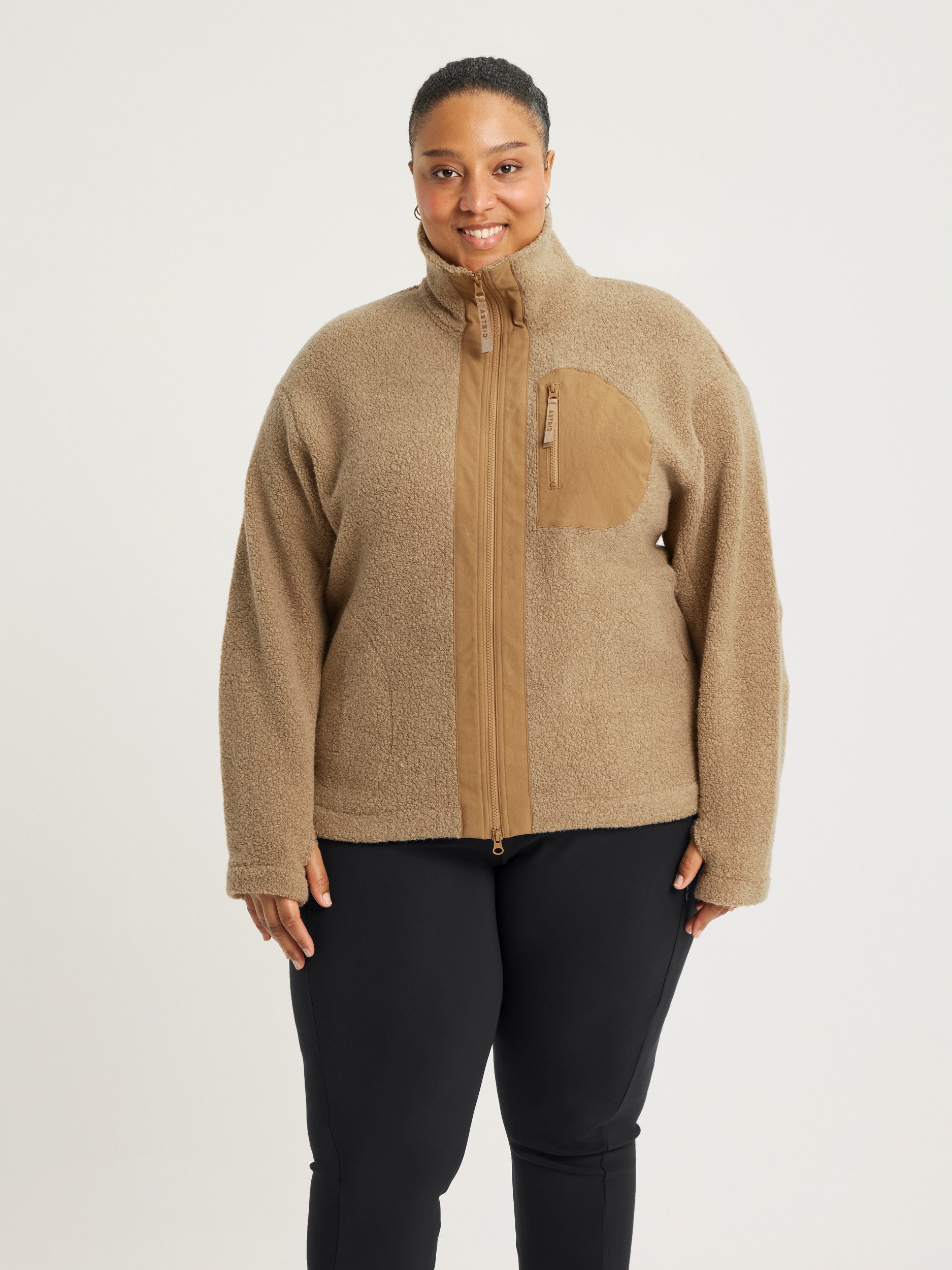 women's fleece jacket camel [[3XL - 177cm / 5'10'']]