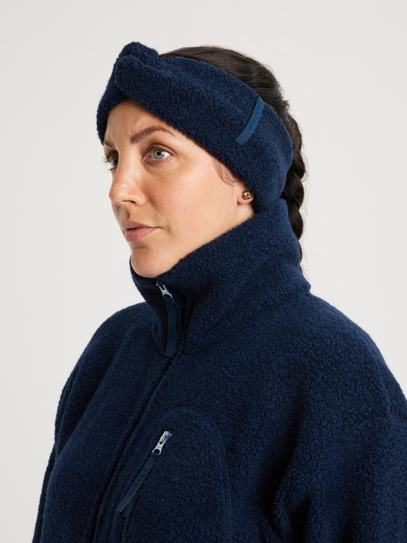 women's wool headband navy