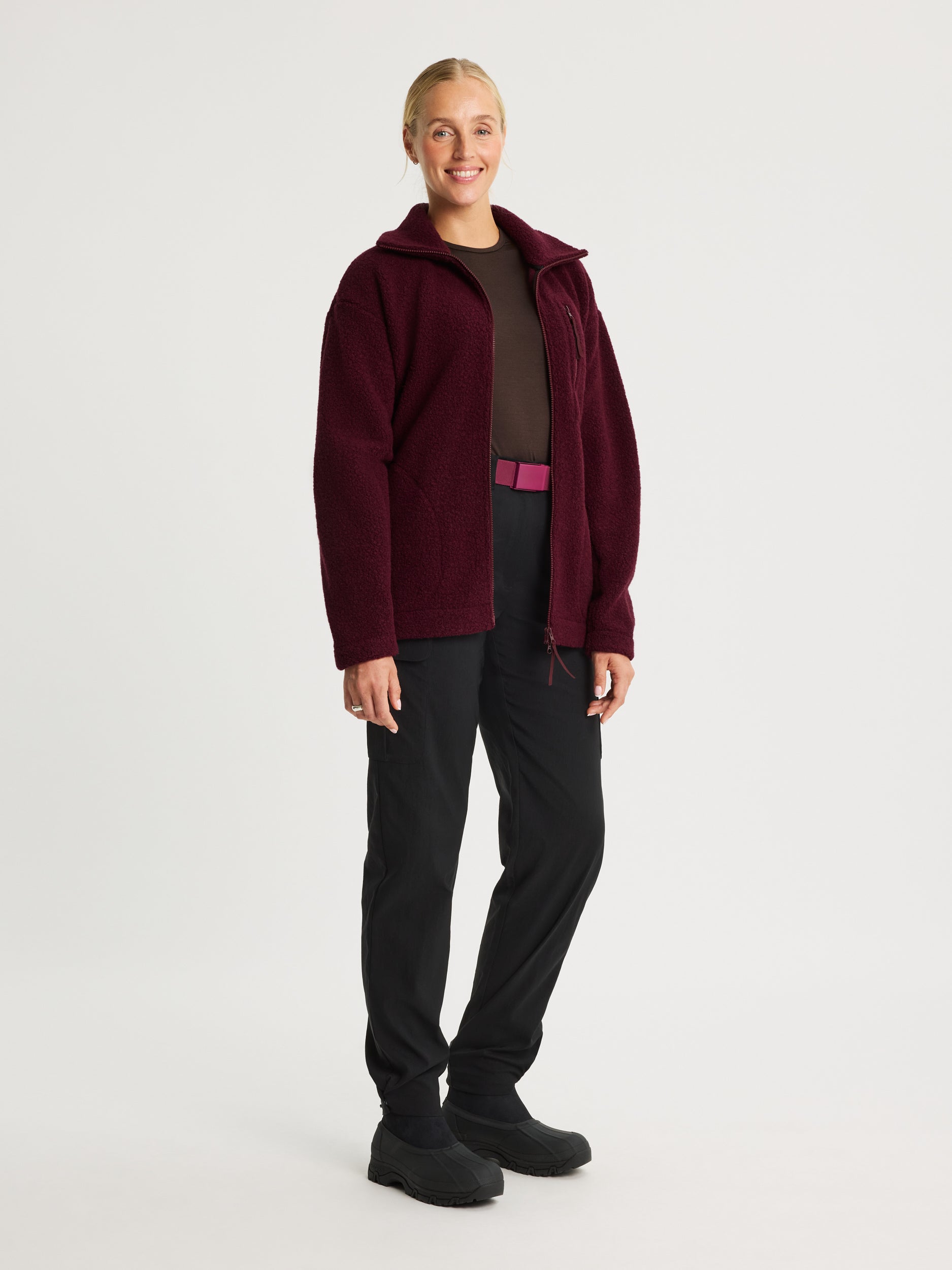 women's fleece jacket burgundy [[M - 178cm / 5'10'']]