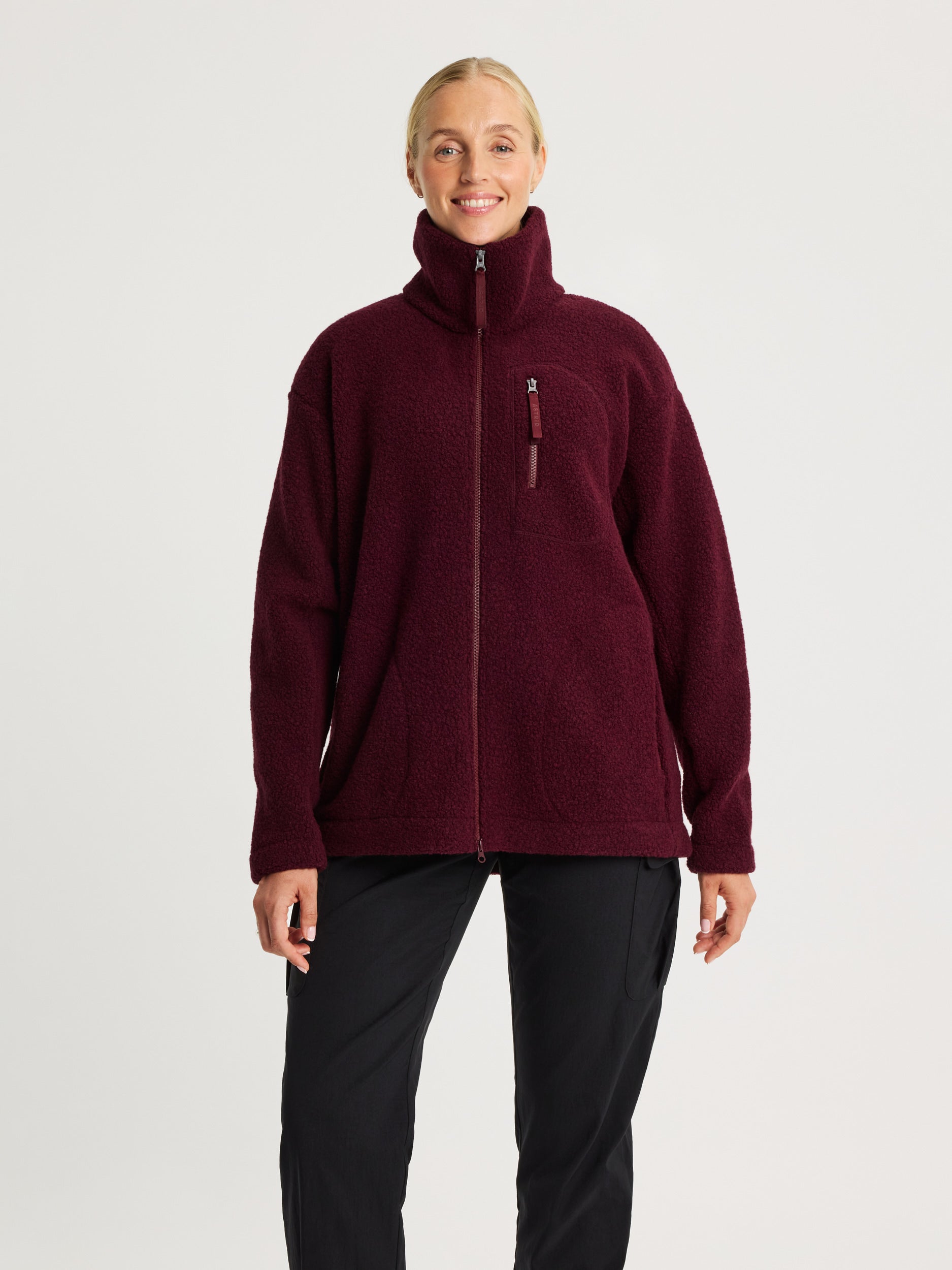 women's fleece jacket burgundy [[M - 178cm / 5'10'']]