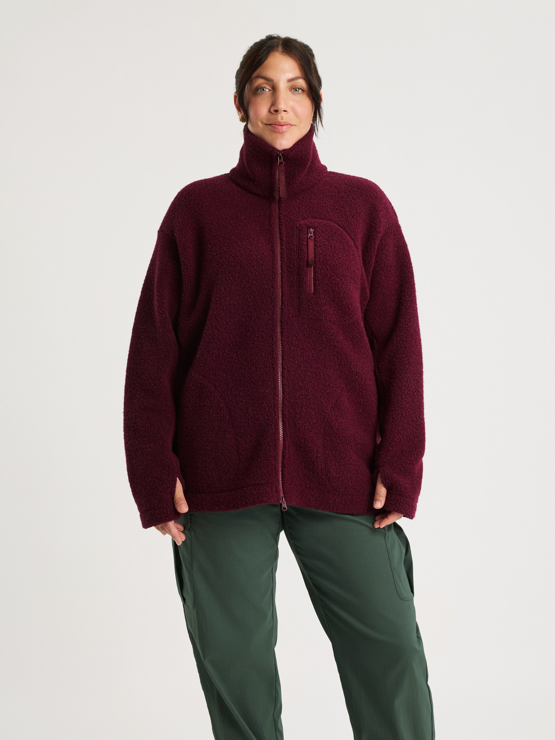 women's fleece jacket burgundy [[L - 175cm / 5’9'']]