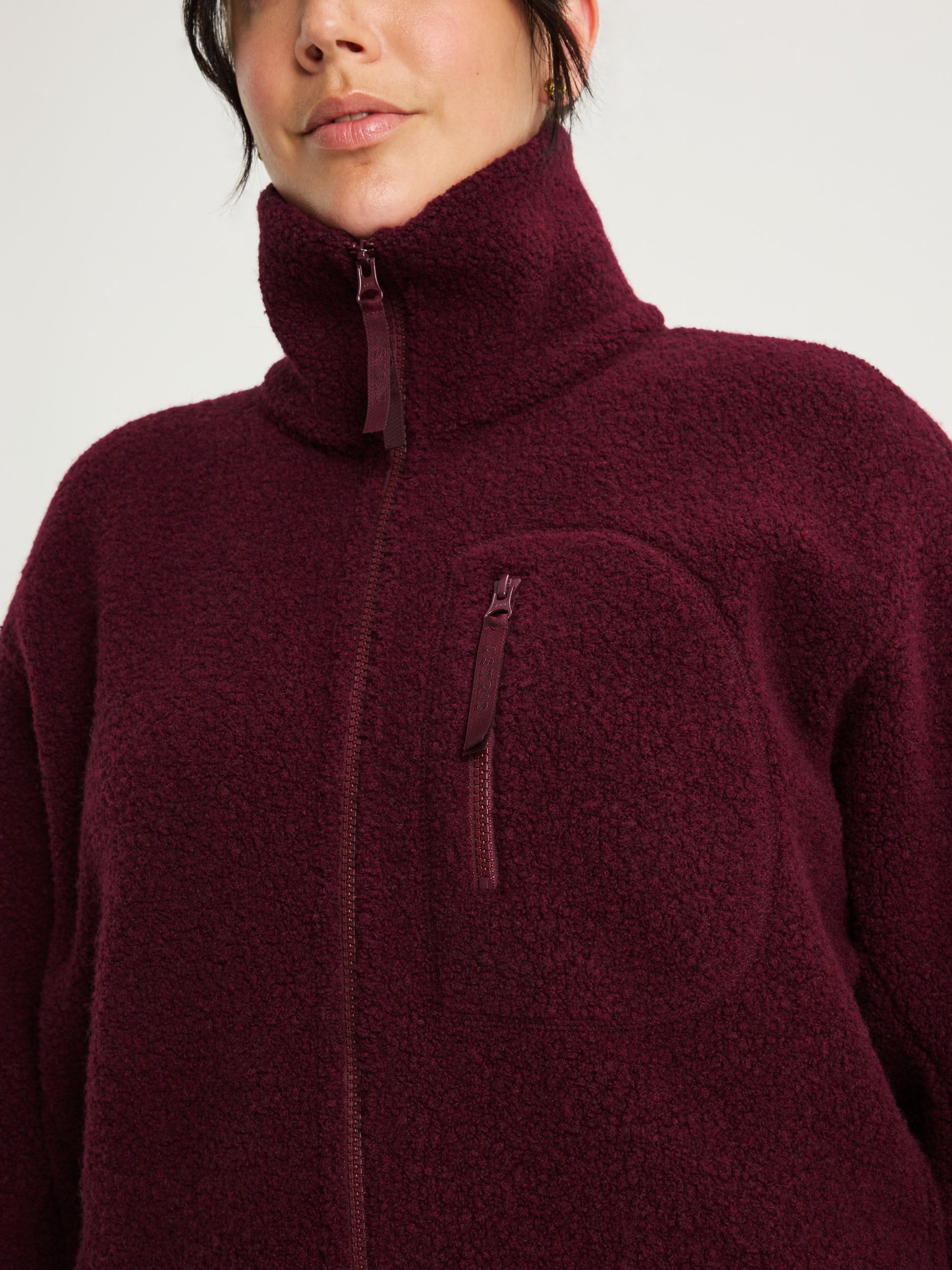 women's fleece jacket burgundy