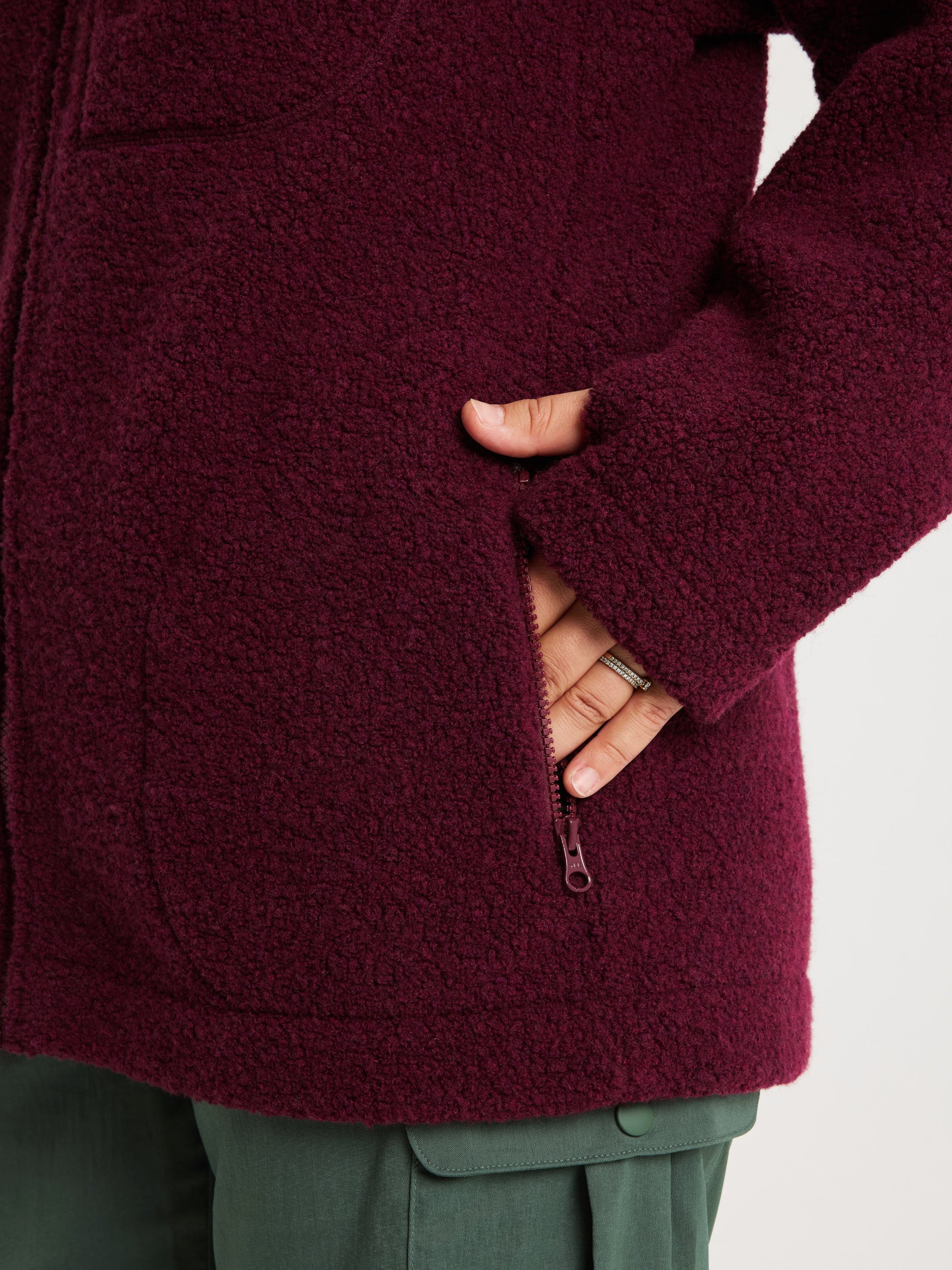 women's fleece jacket burgundy