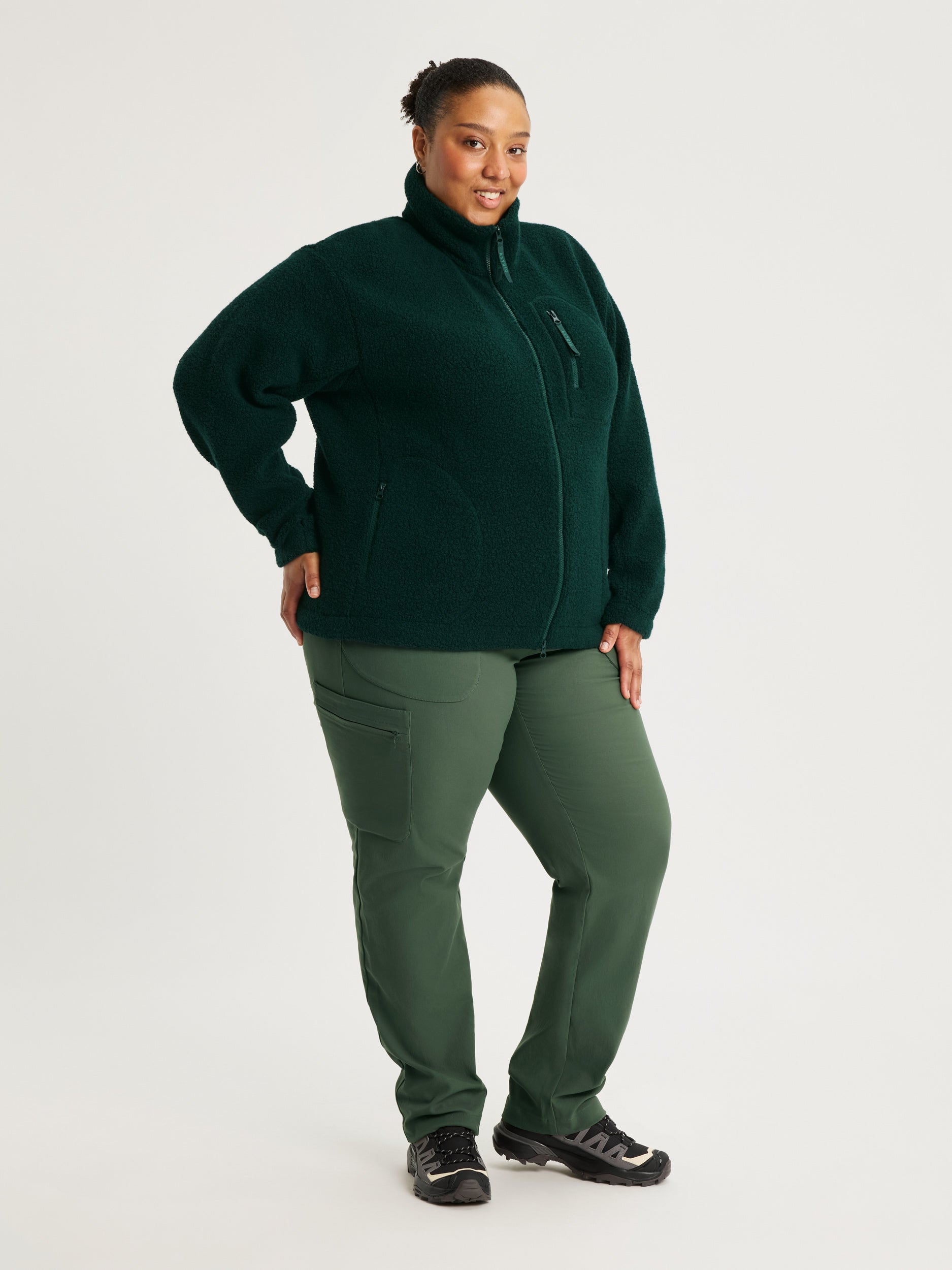 women's fleece jacket dark green [[3XL - 177cm / 5'10'']]