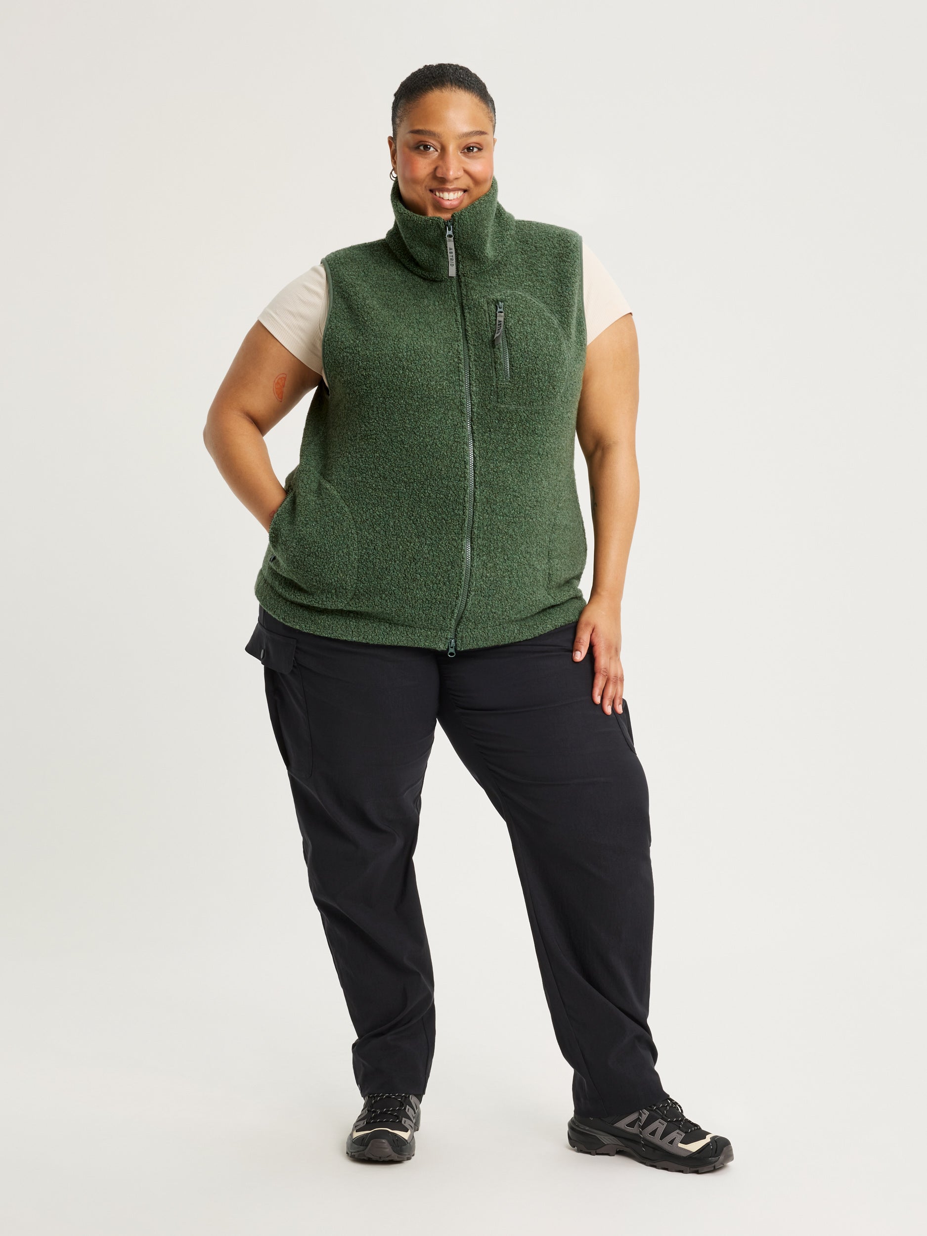 women's fleece vest green [[3XL - 177cm / 5'10'']]