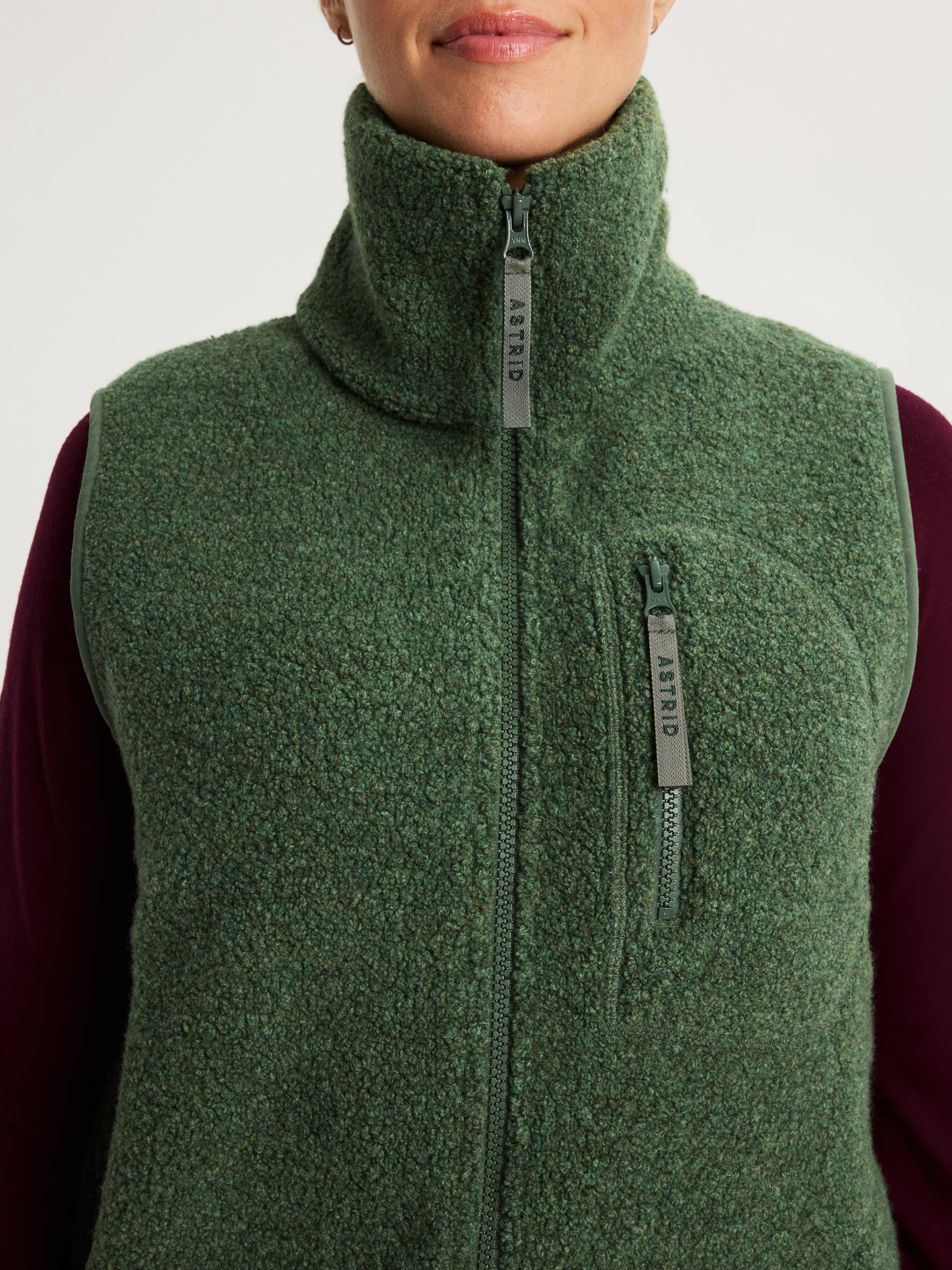 women's fleece vest green