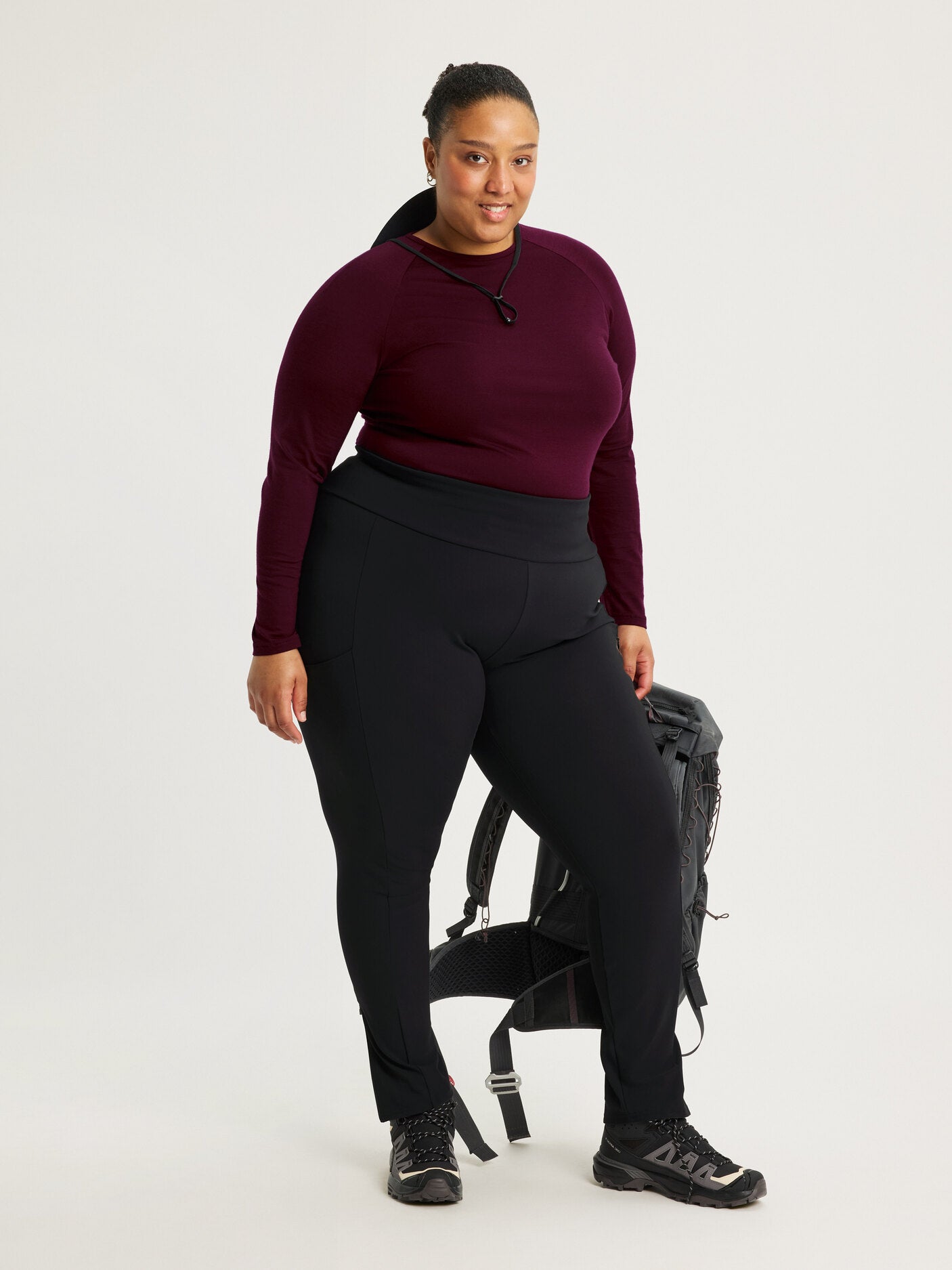 women's hiking tights high waist black [[56 - 177cm / 5'10'']]