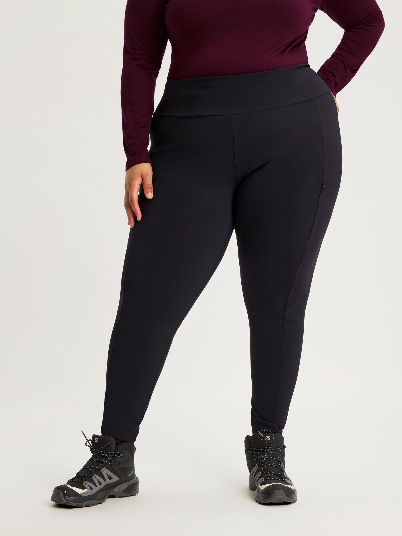 women's hiking tights high waist black [[56 - 177cm / 5'10'']]