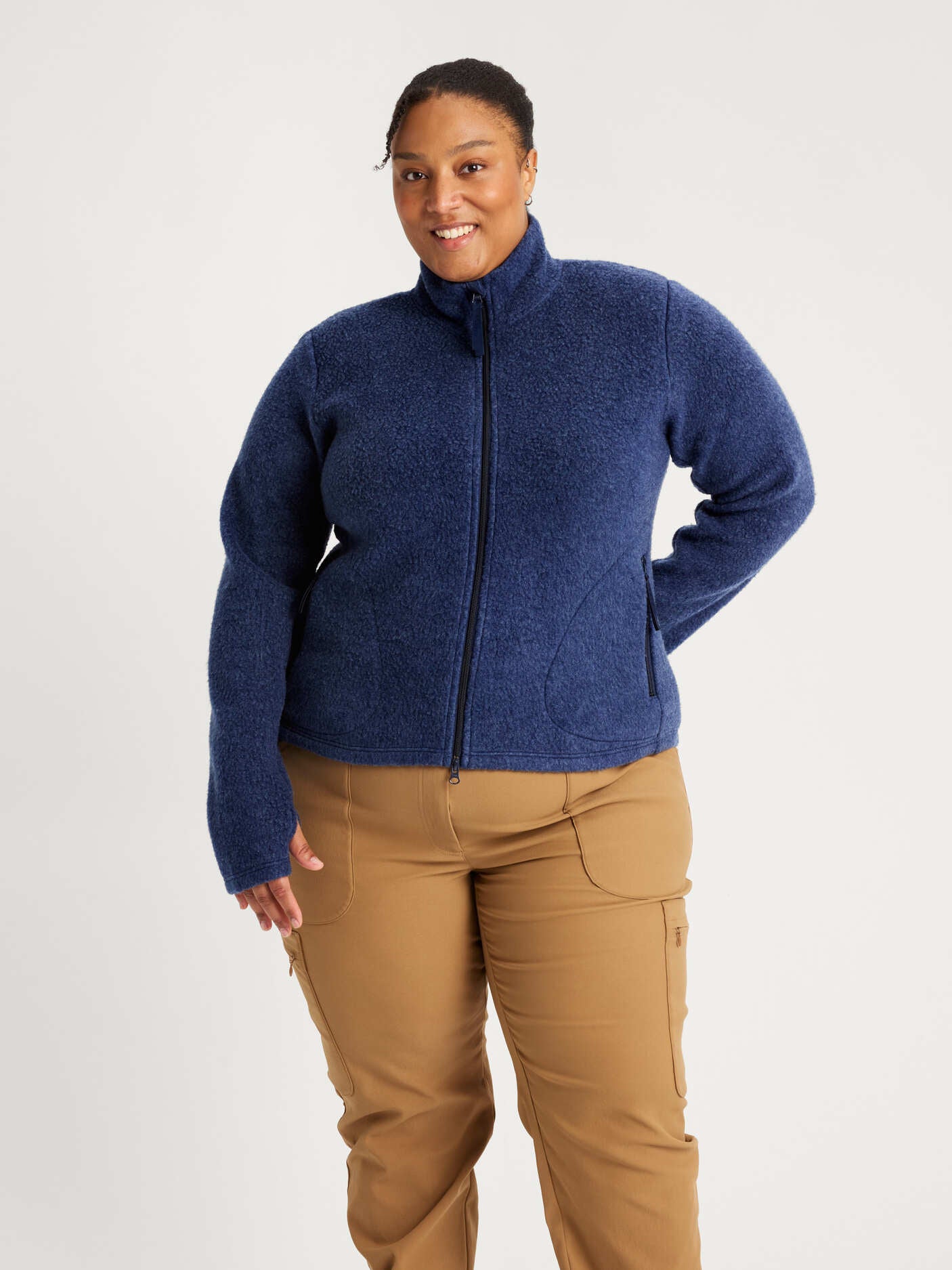 women's fleece navy [[3XL - 177cm / 5'10'']]