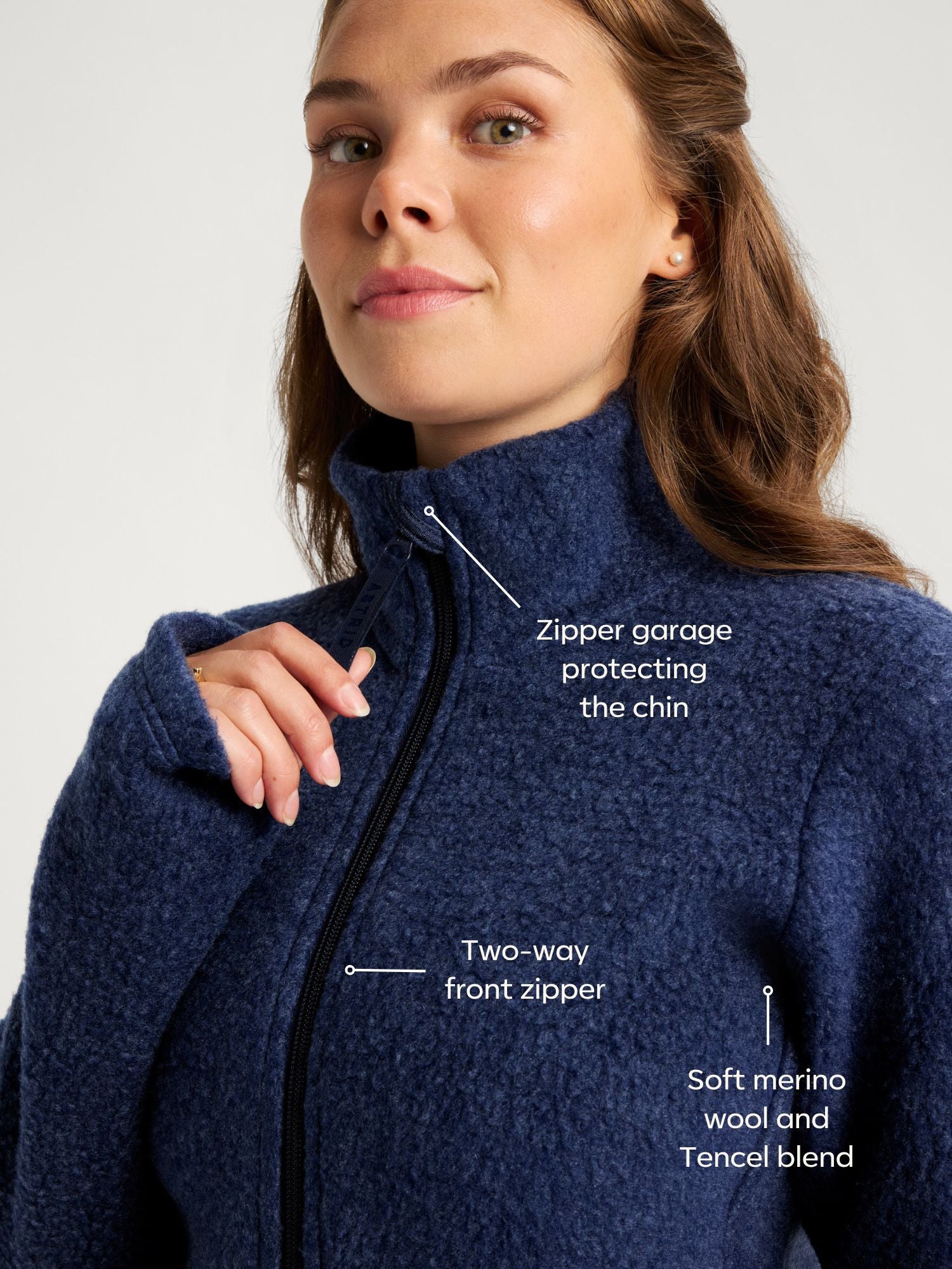 Ada Wollfleece-Jacke Marineblau