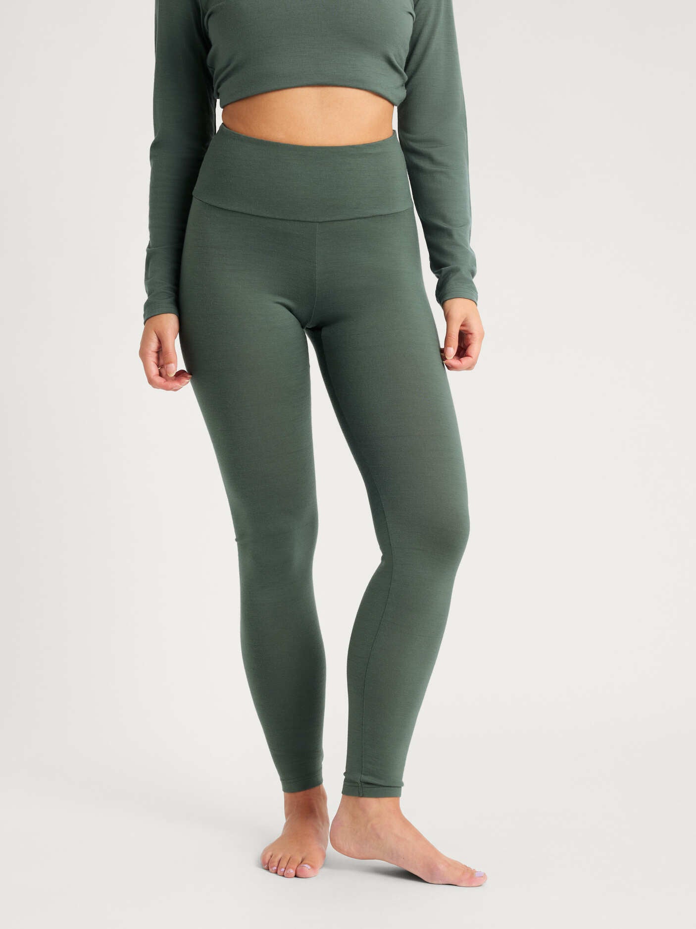 women's base layer pants green [[S - 167cm / 5'6'']]