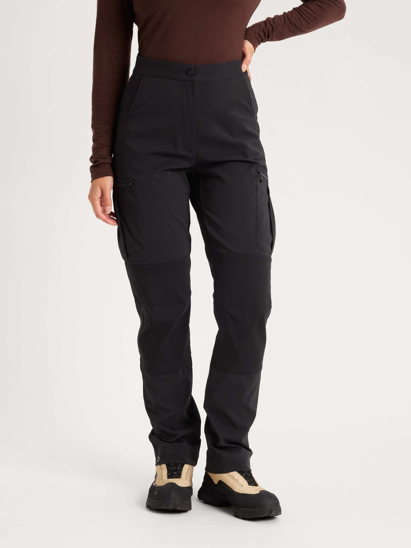 women's hiking pants stretchy black [[36 R - 167cm / 5'6'']]