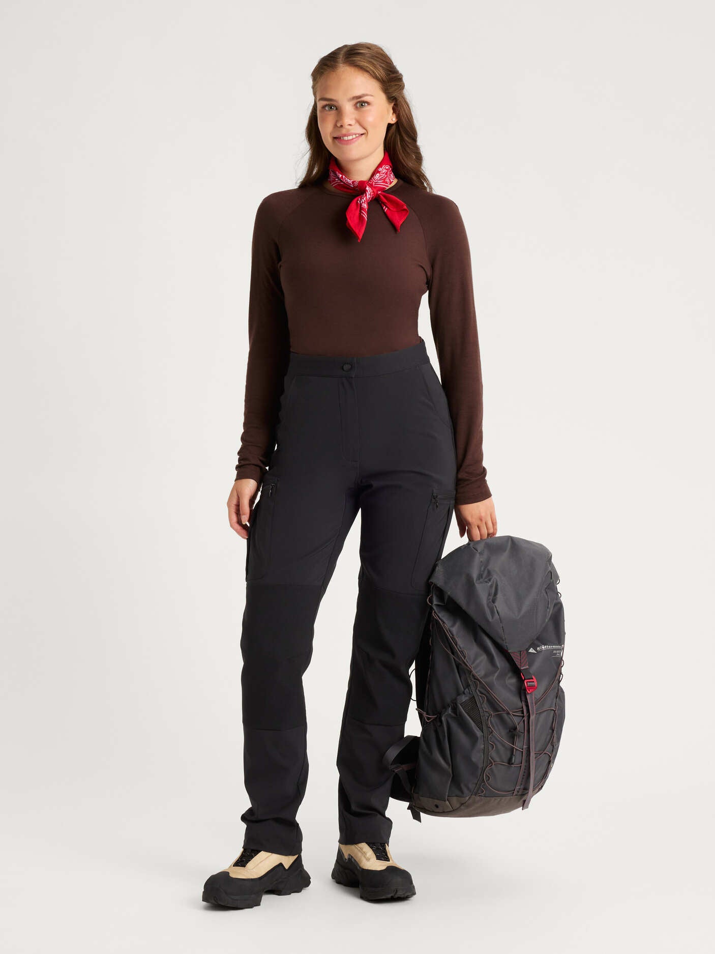 women's hiking pants stretchy black [[36 R - 167cm / 5'6'']]