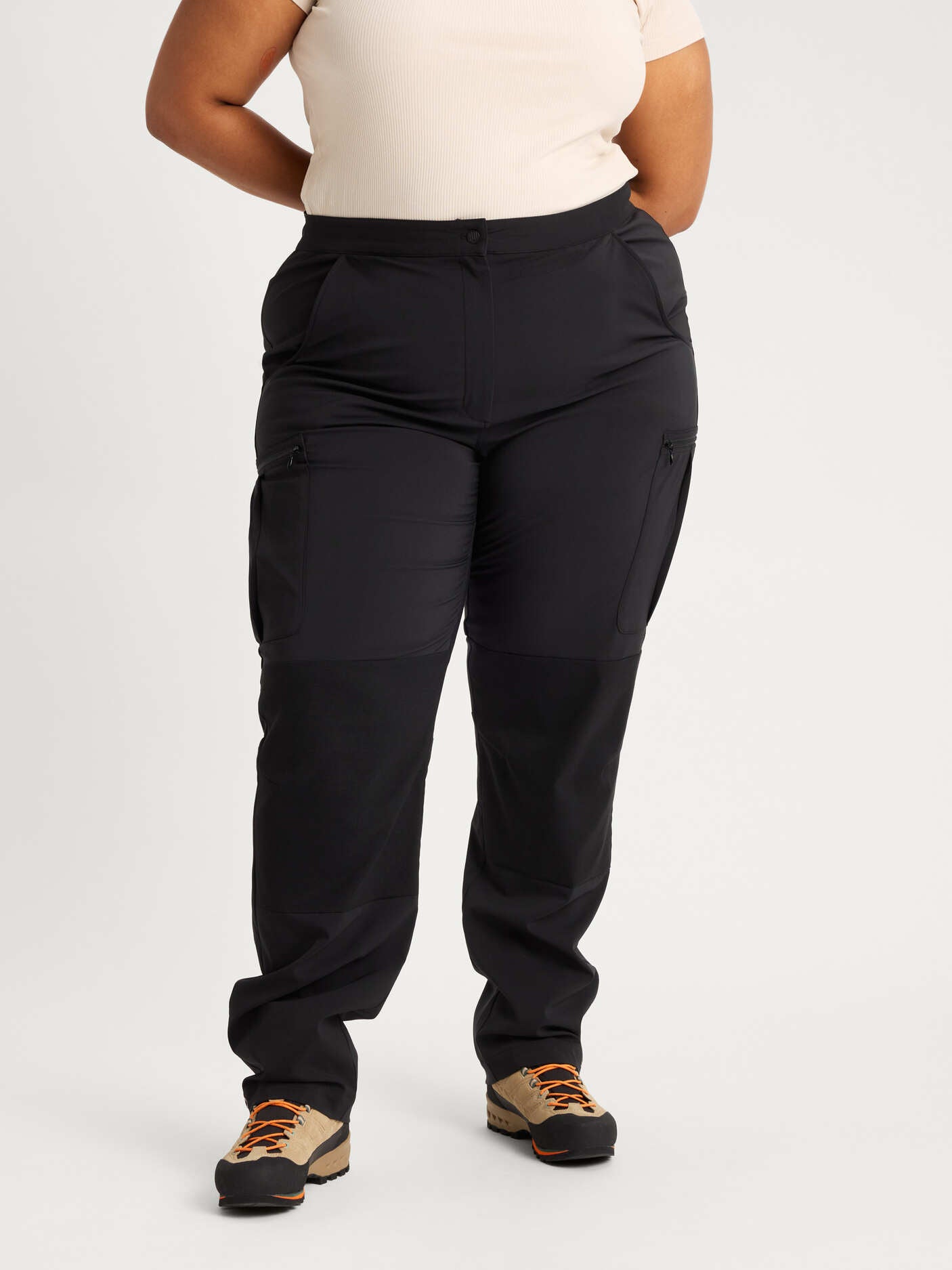 women's hiking pants stretchy black [[56 T - 177cm / 5'10'']]
