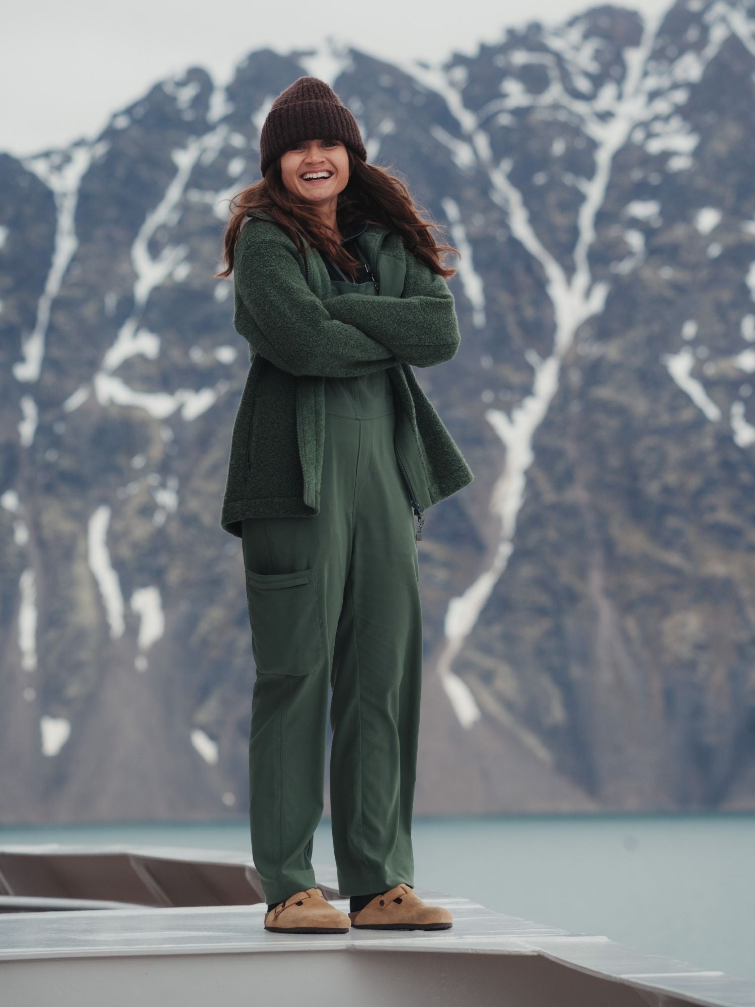 women's workwear dungarees green