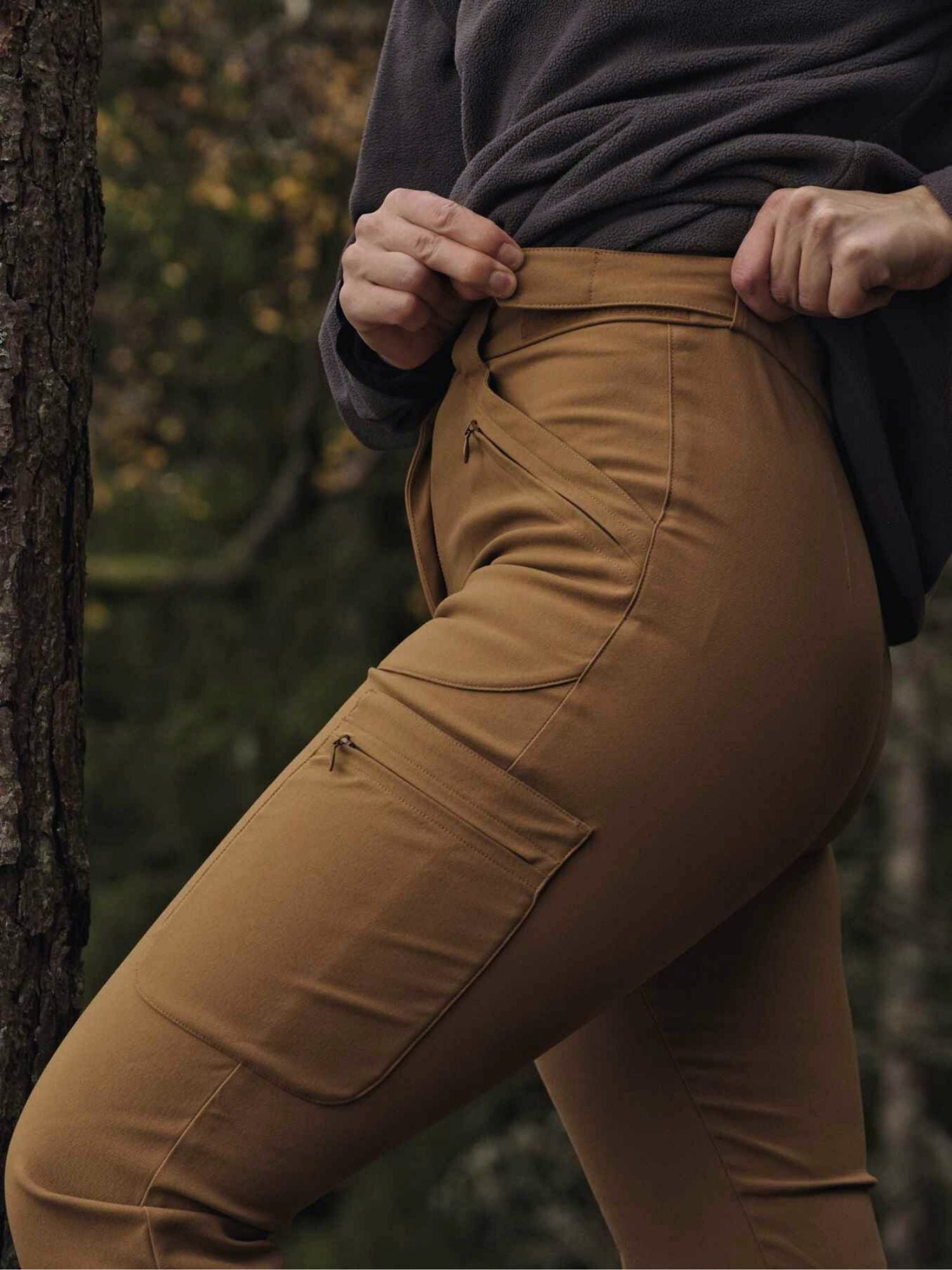 women's hiking pants adjustable waist camel