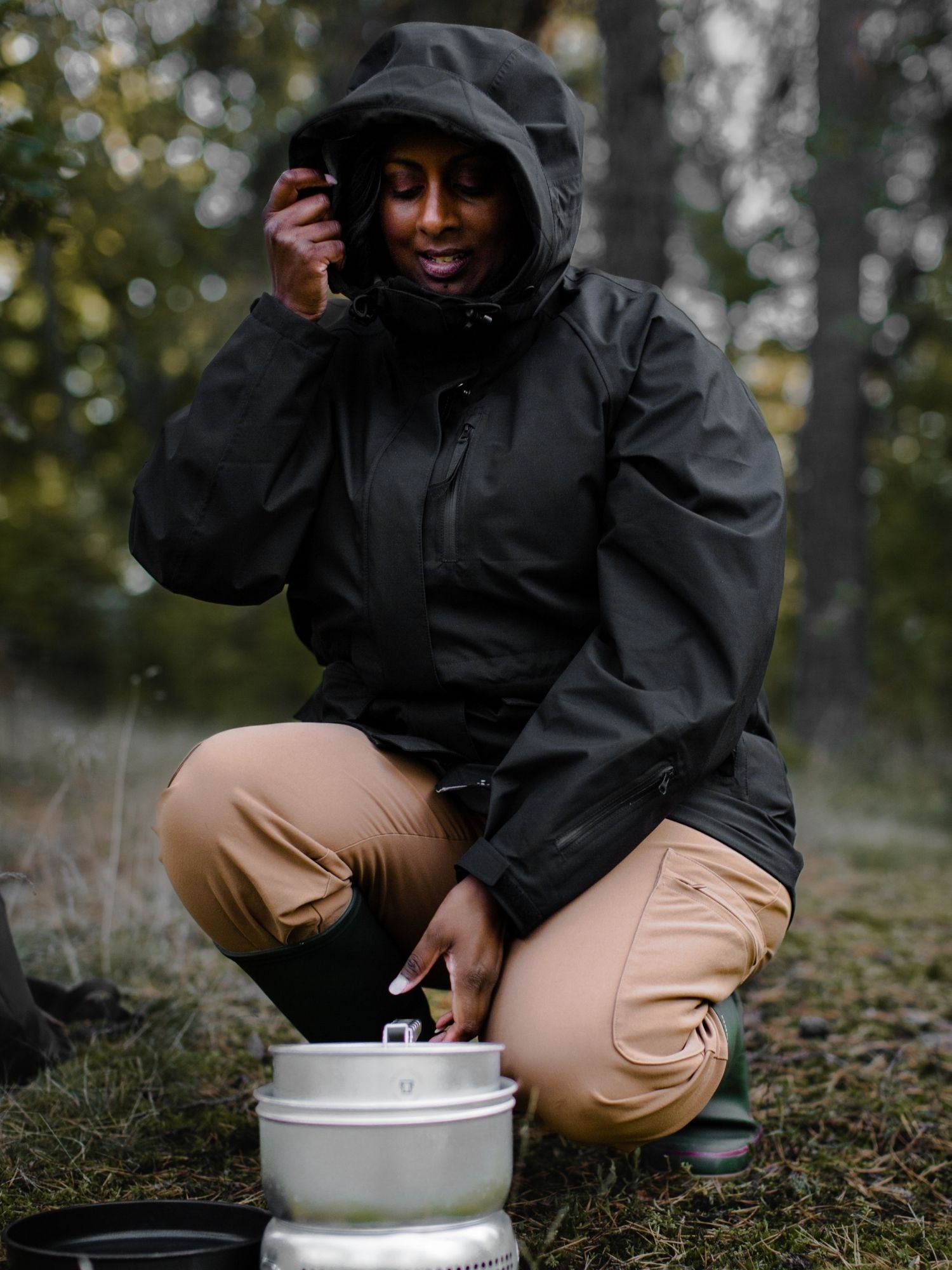 women's waterproof 3L shell jacket black