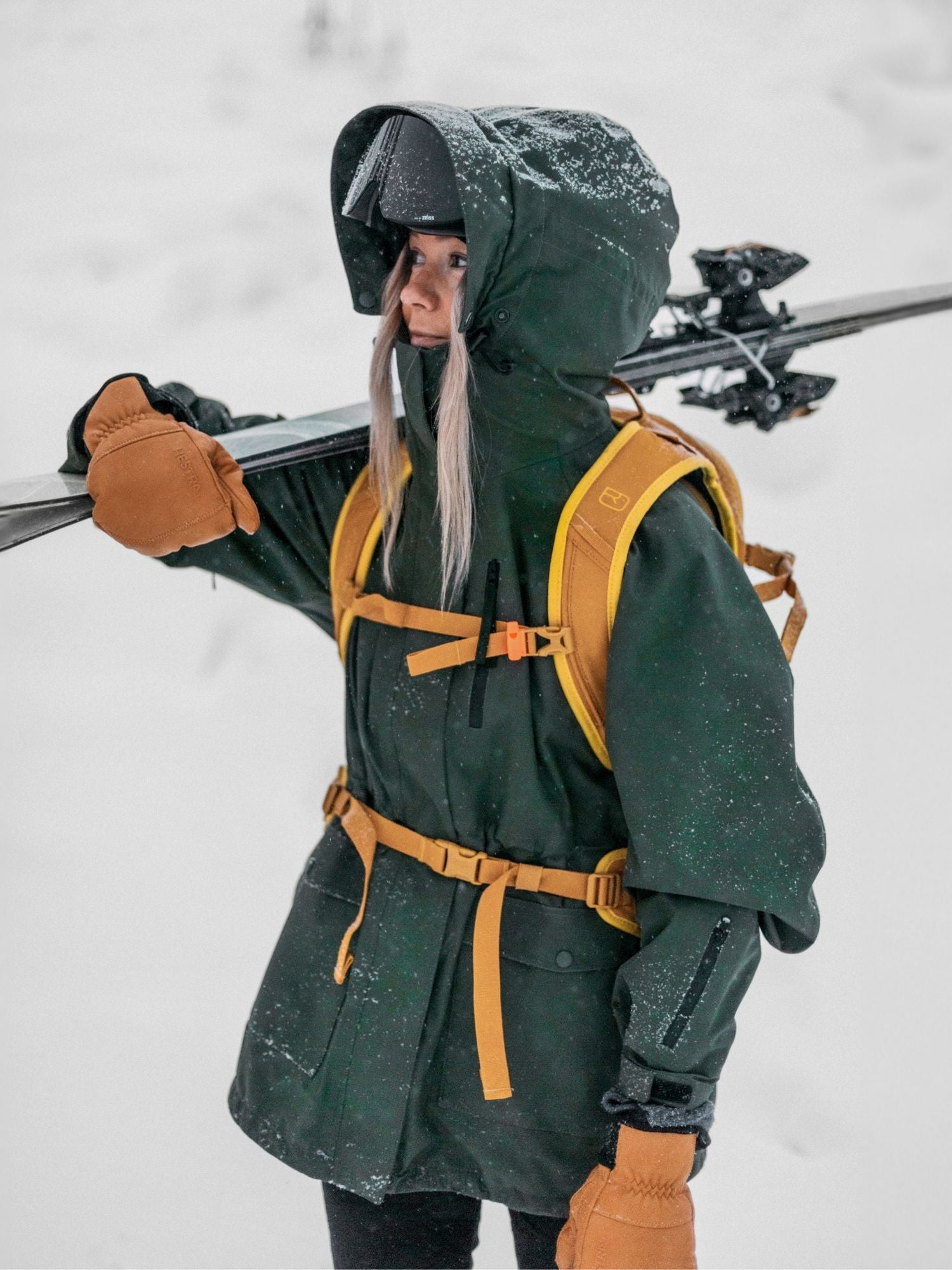 women's waterproof 3L shell jacket green