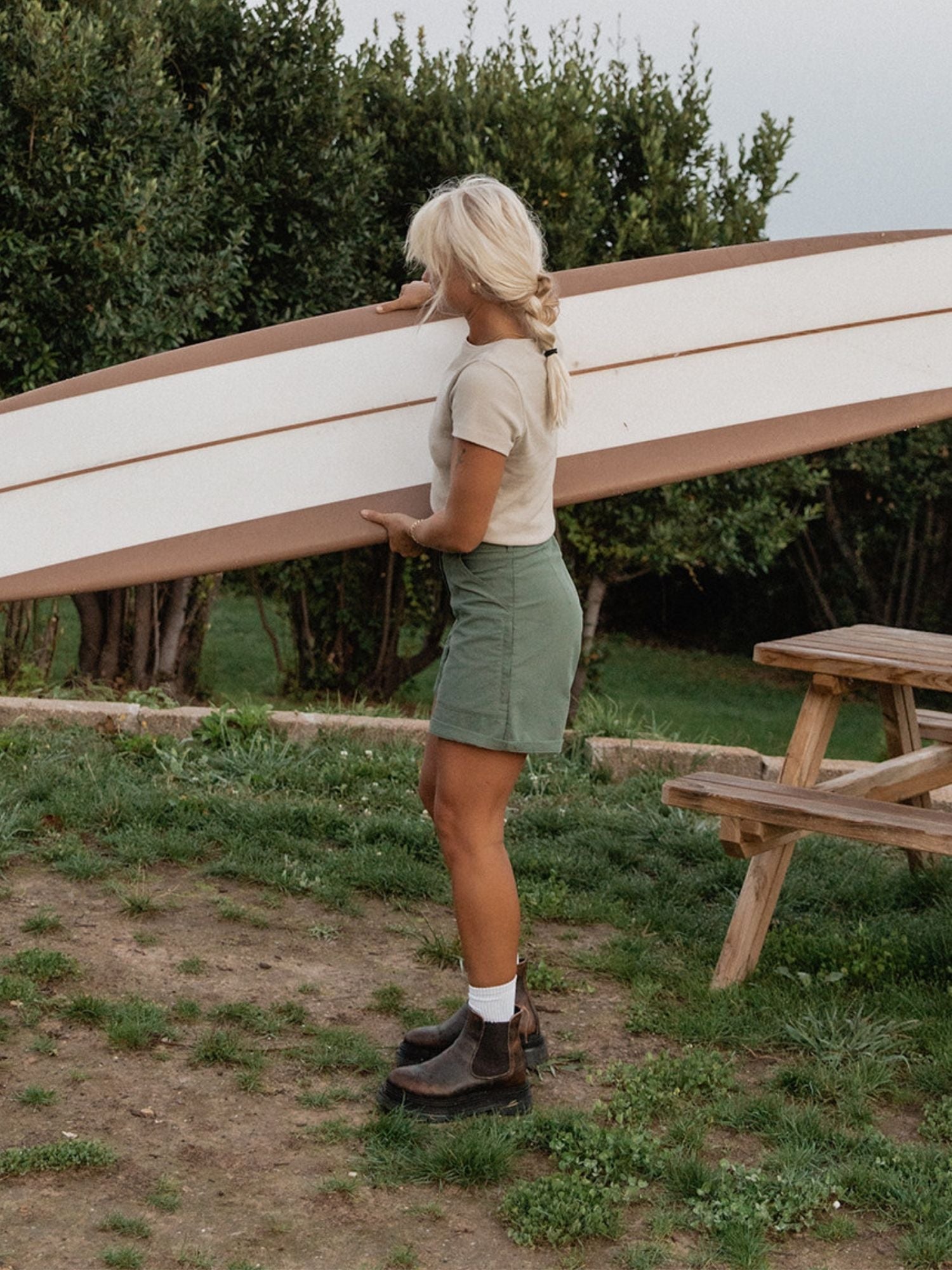 women's outdoor shorts high waist green