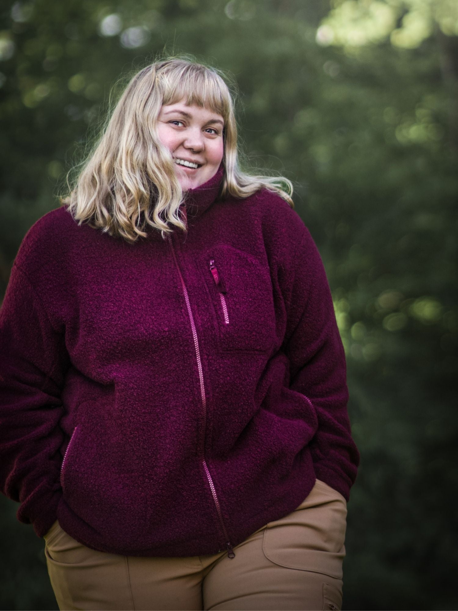 women's fleece jacket burgundy
