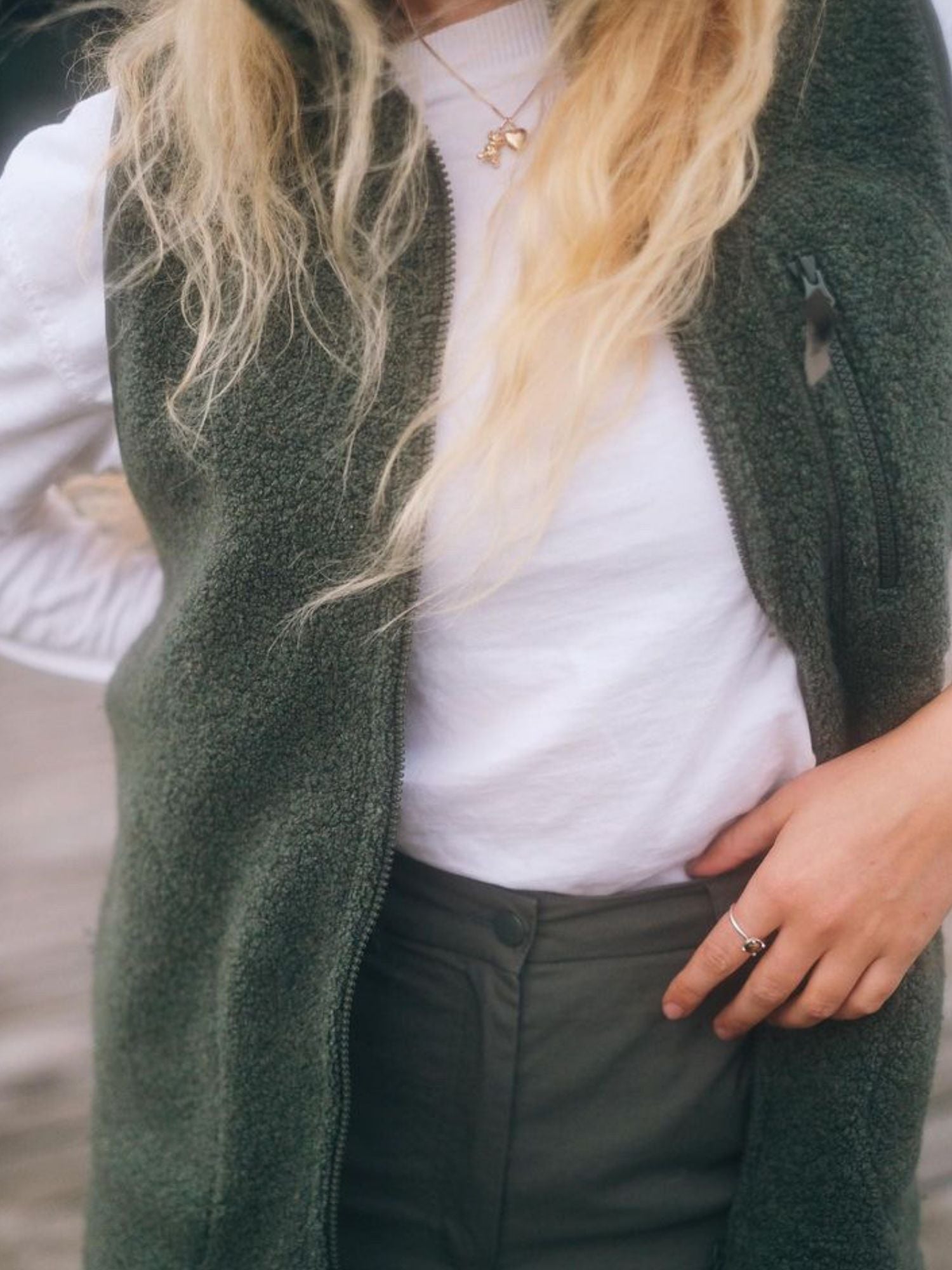 women's fleece vest green