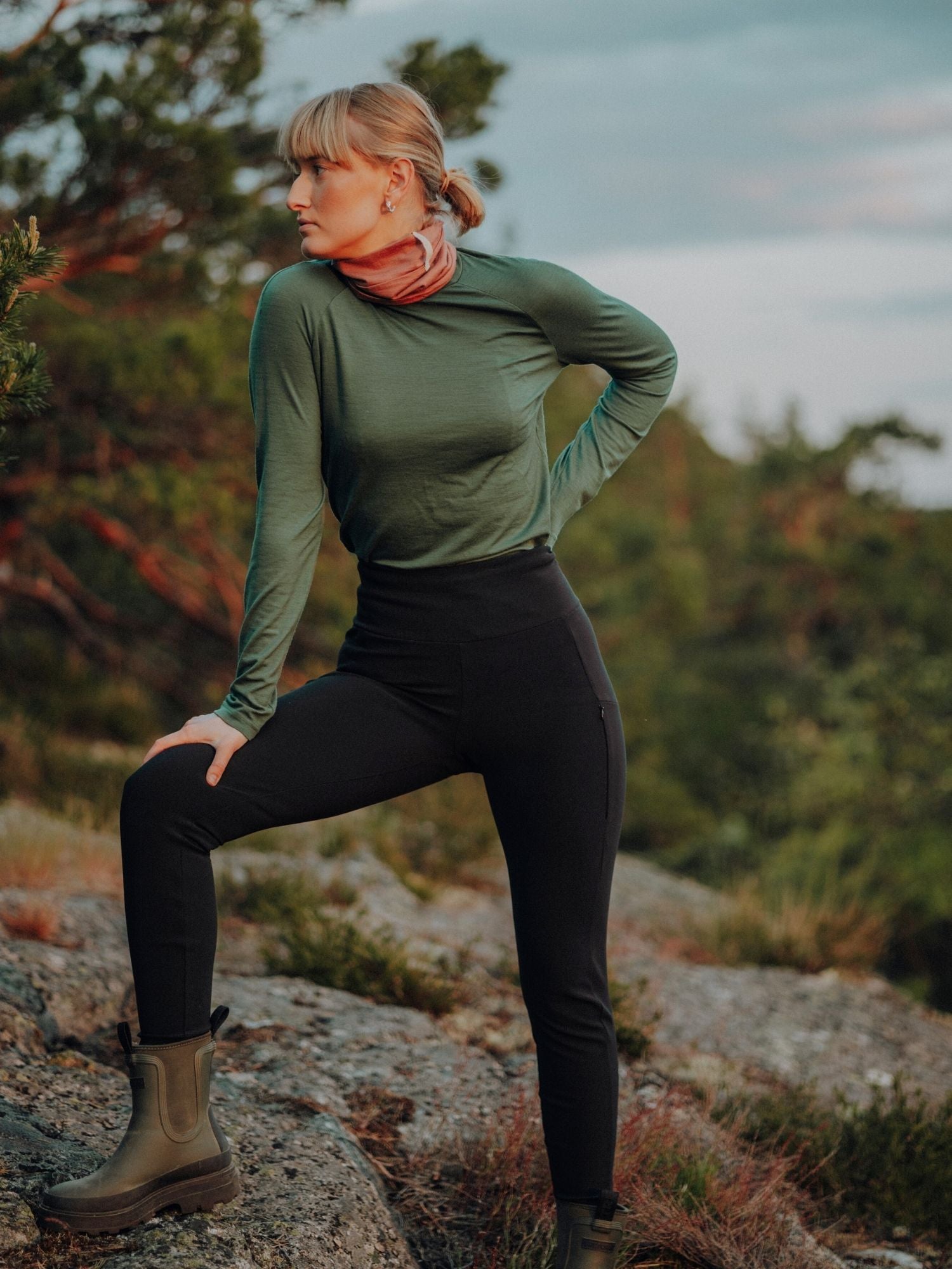 women's hiking tights high waist black