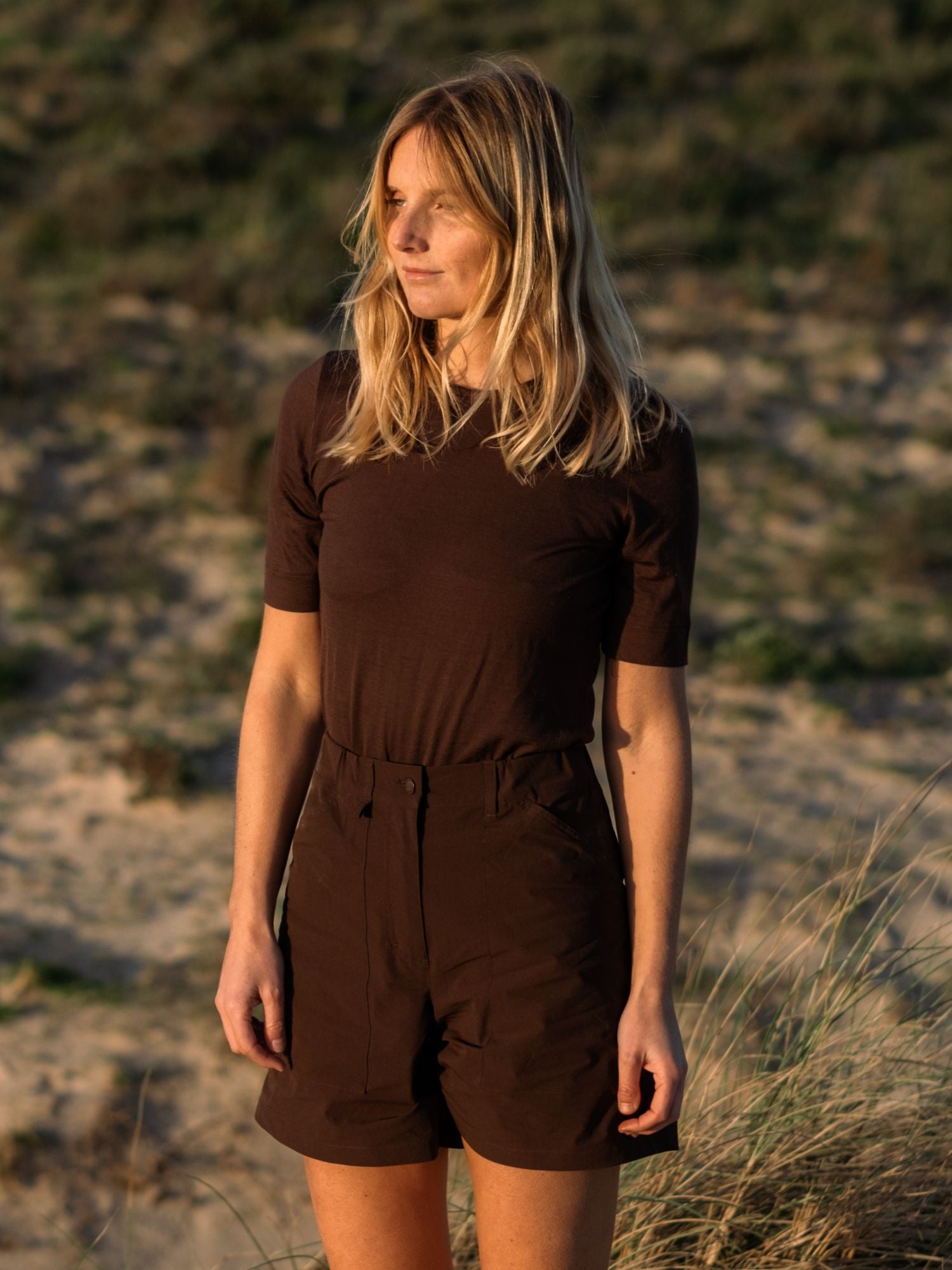 Ingrid kortärmad underställströja Brun