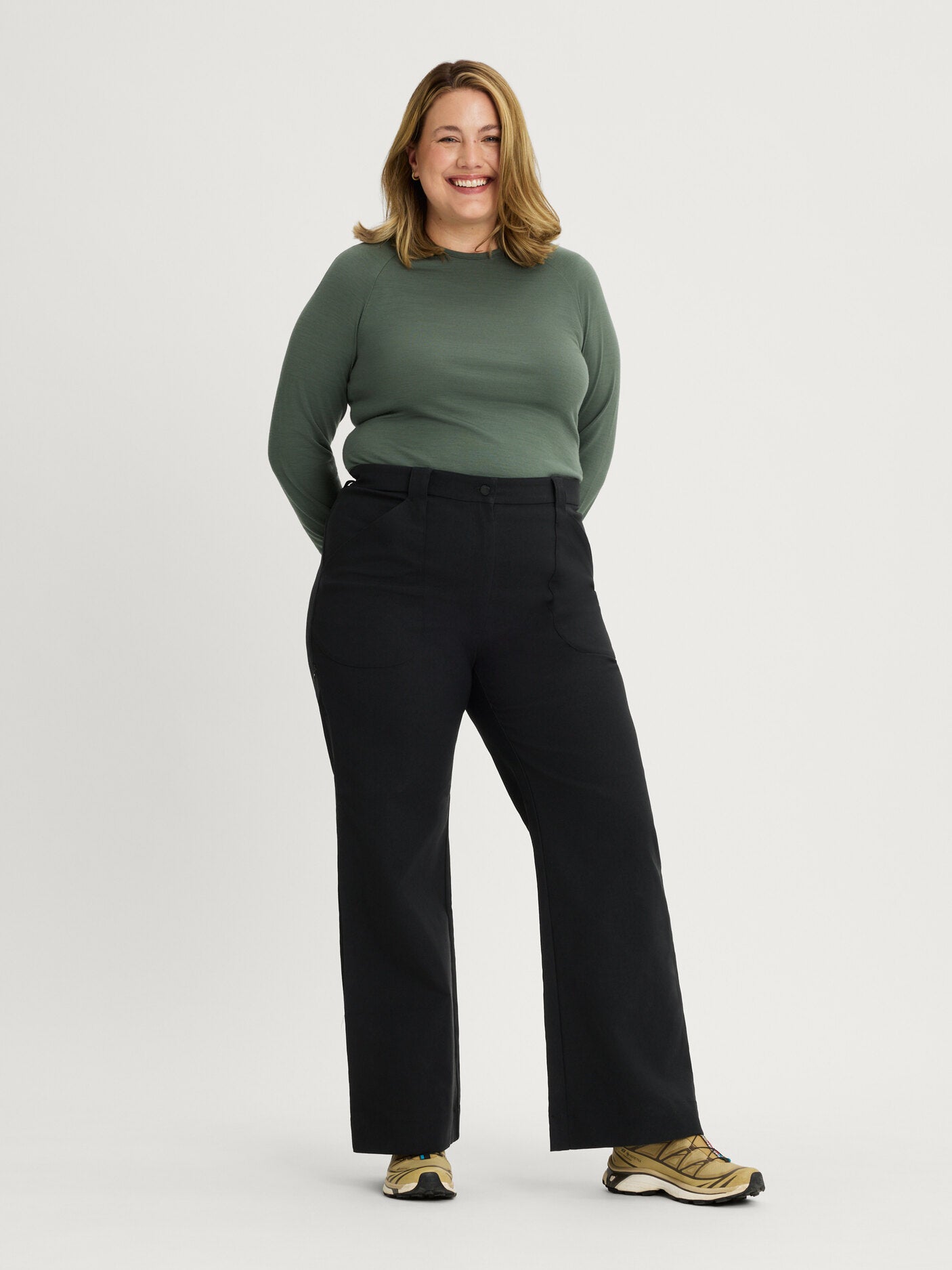 women's outdoor pants high waist black [[48 R - 173cm / 5'8'']]
