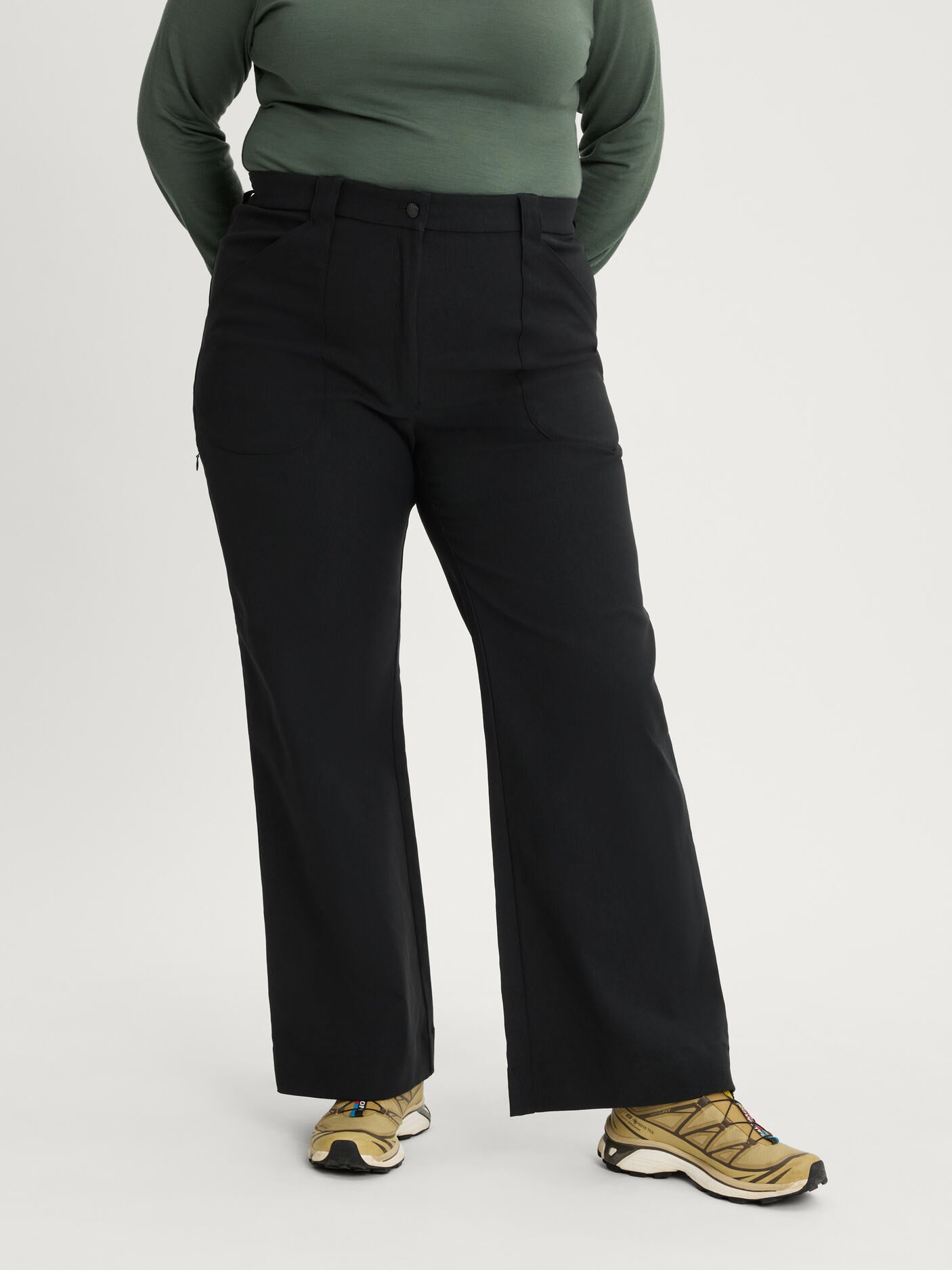 women's outdoor pants high waist black [[48 R - 173cm / 5'8'']]