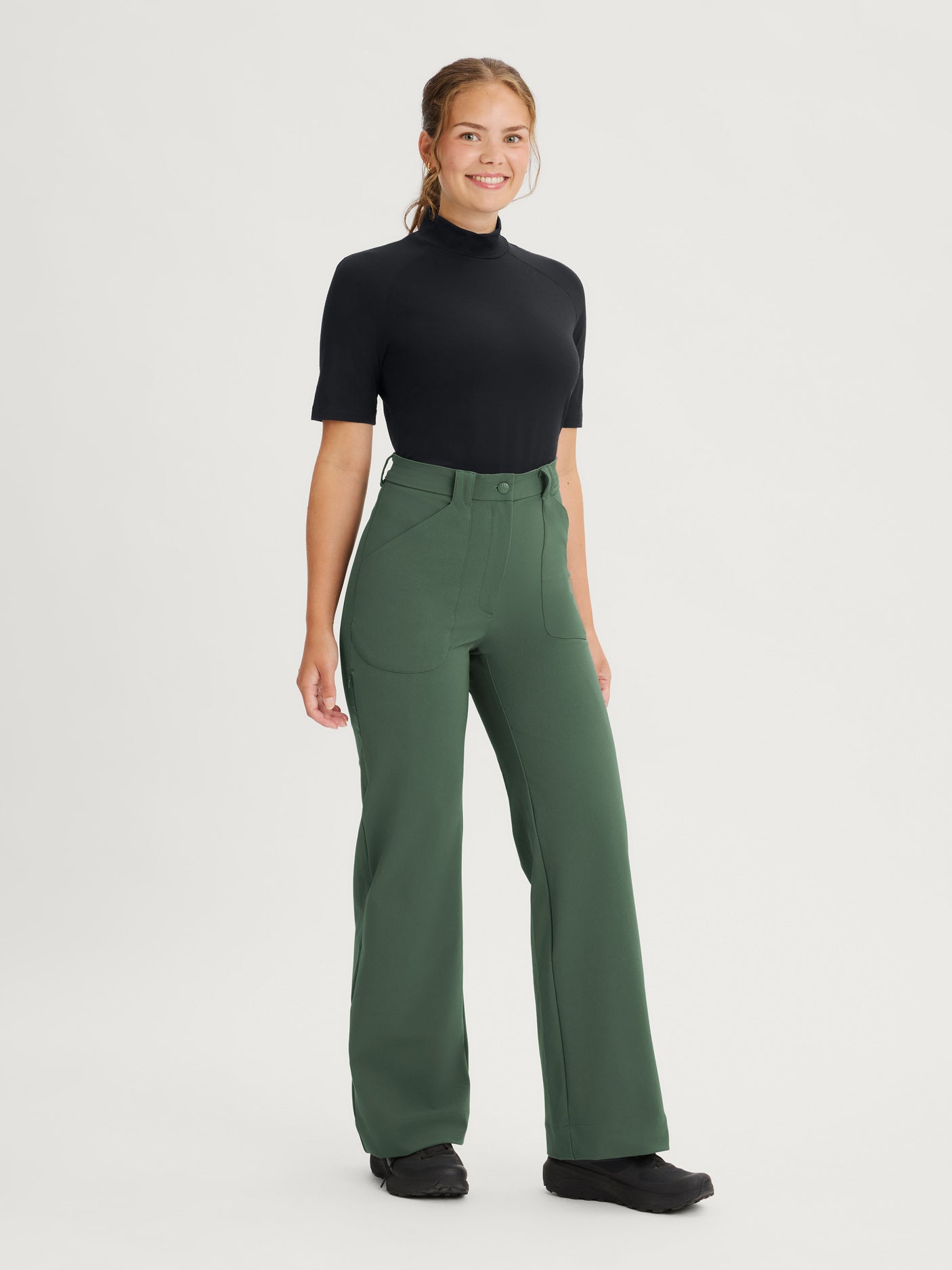 women's outdoor pants stretchy green [[36 R - 167cm / 5'6'']]
