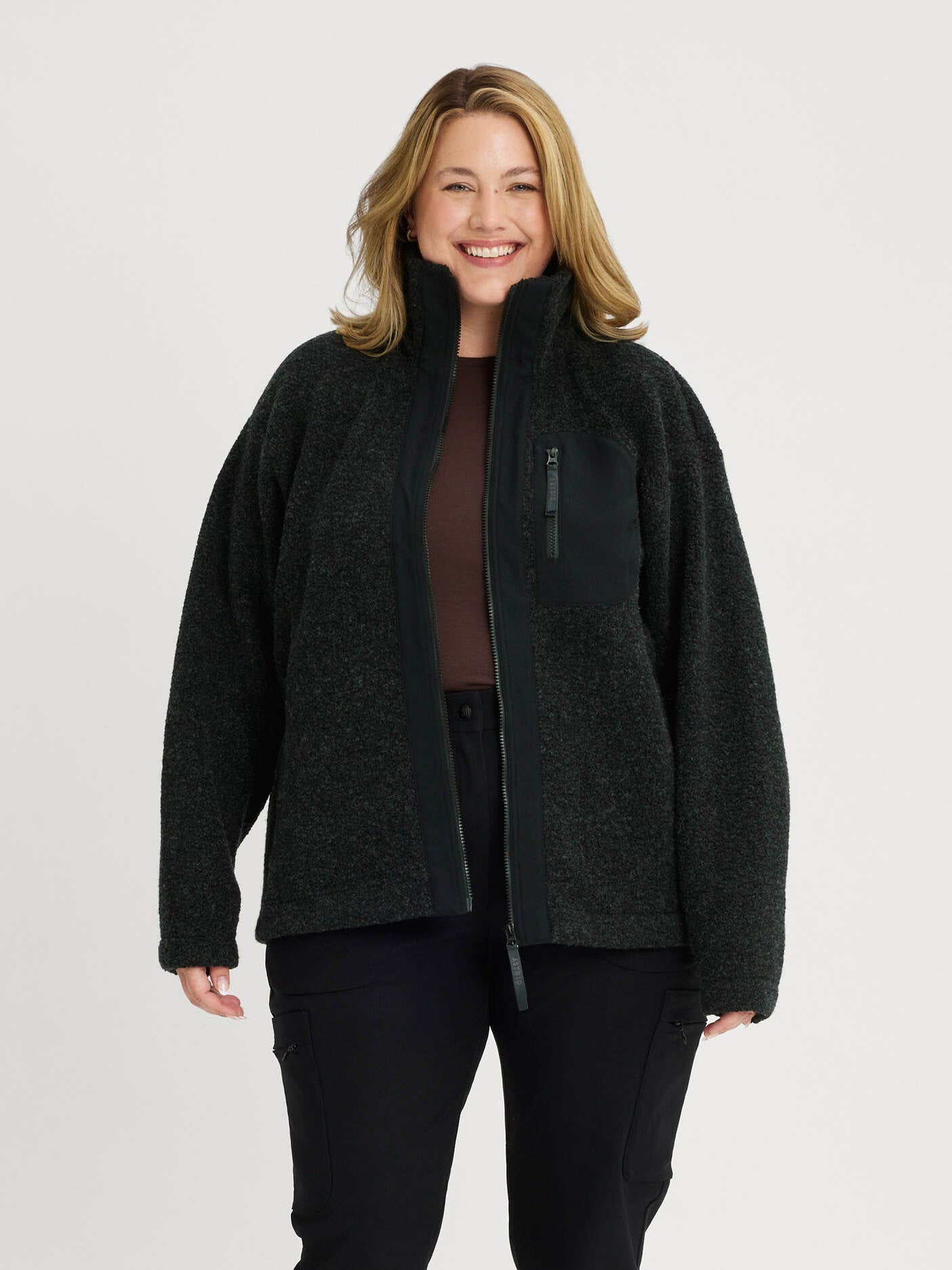 women's fleece jacket black [[XL - 173cm / 5'8'']]