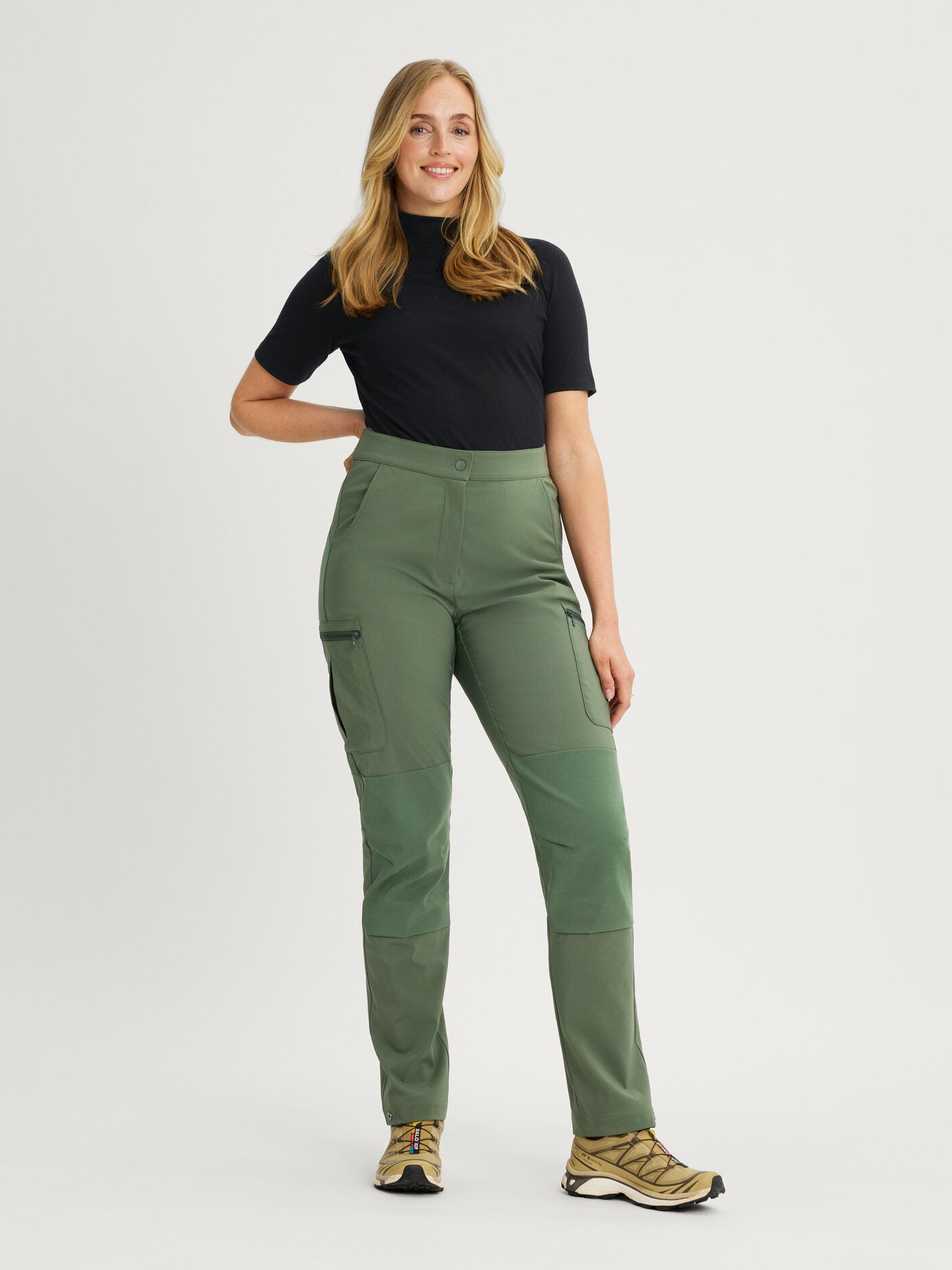 women's hiking pants stretchy green [[40 T - 178cm / 5'10'']]