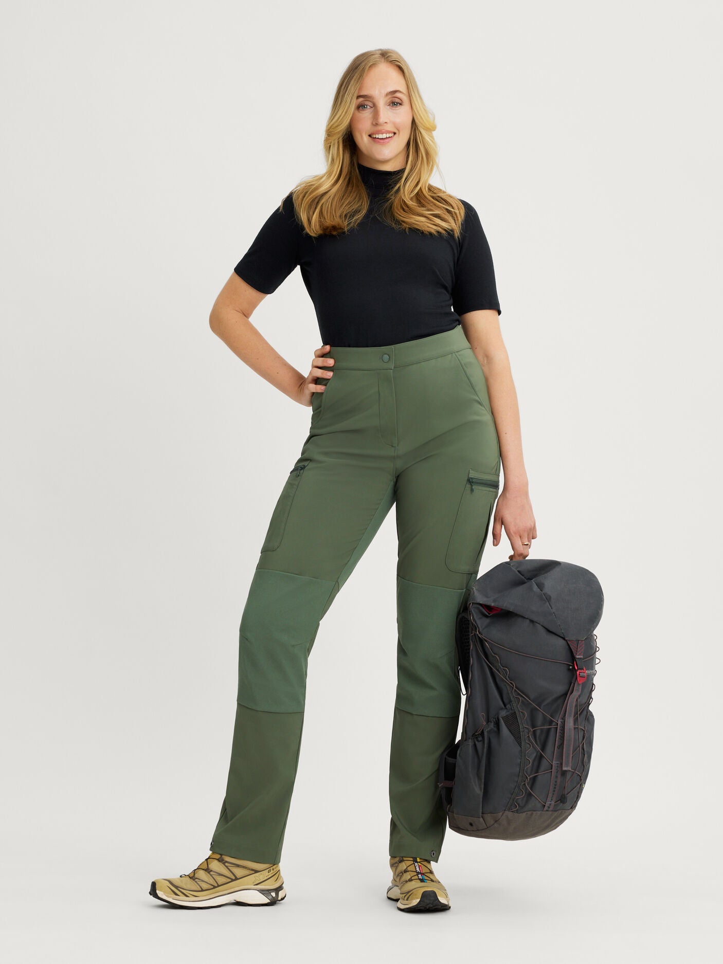 women's hiking pants stretchy green [[40 T - 178cm / 5'10'']]