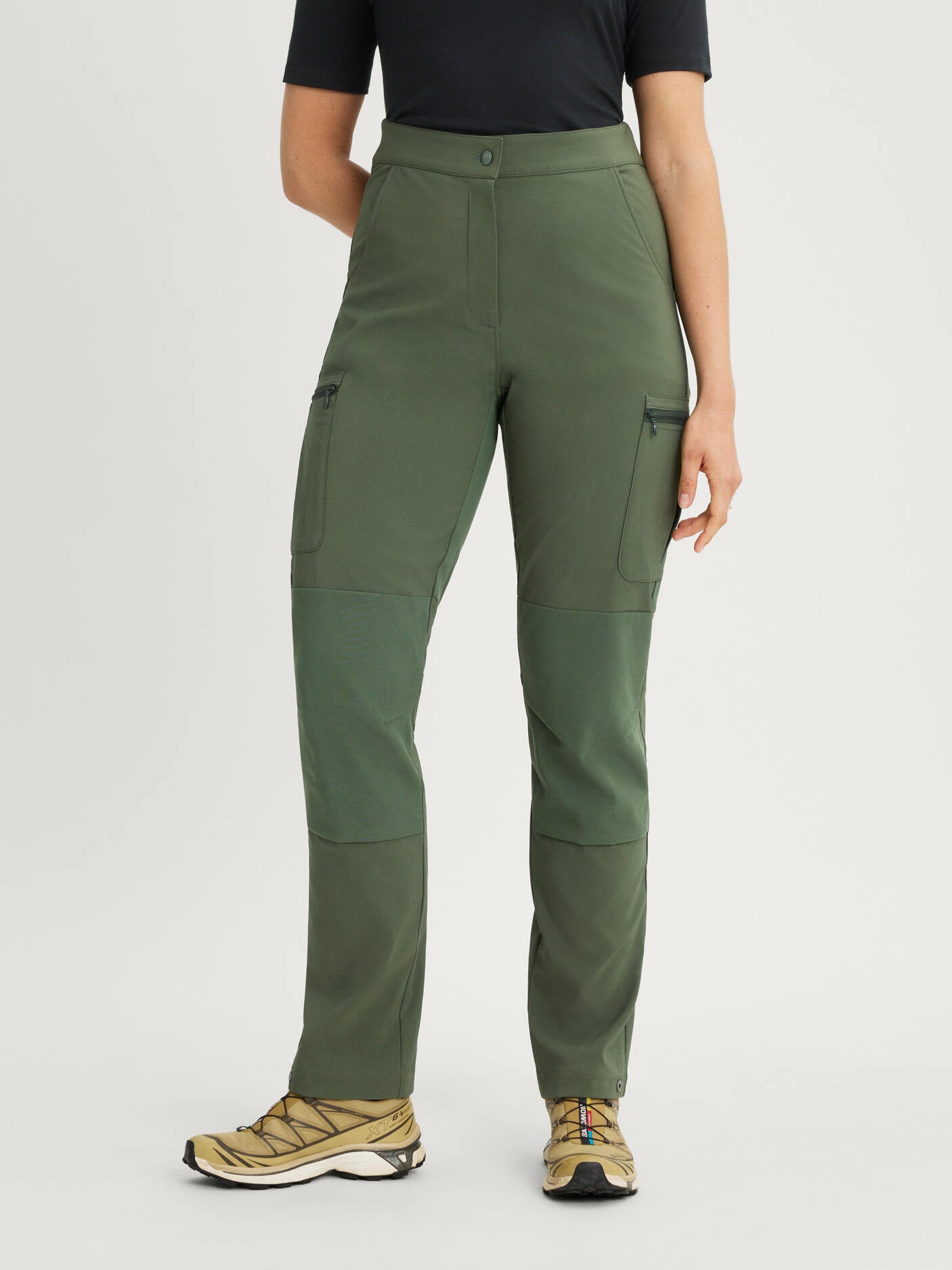 women's hiking pants stretchy green [[40 T - 178cm / 5'10'']]