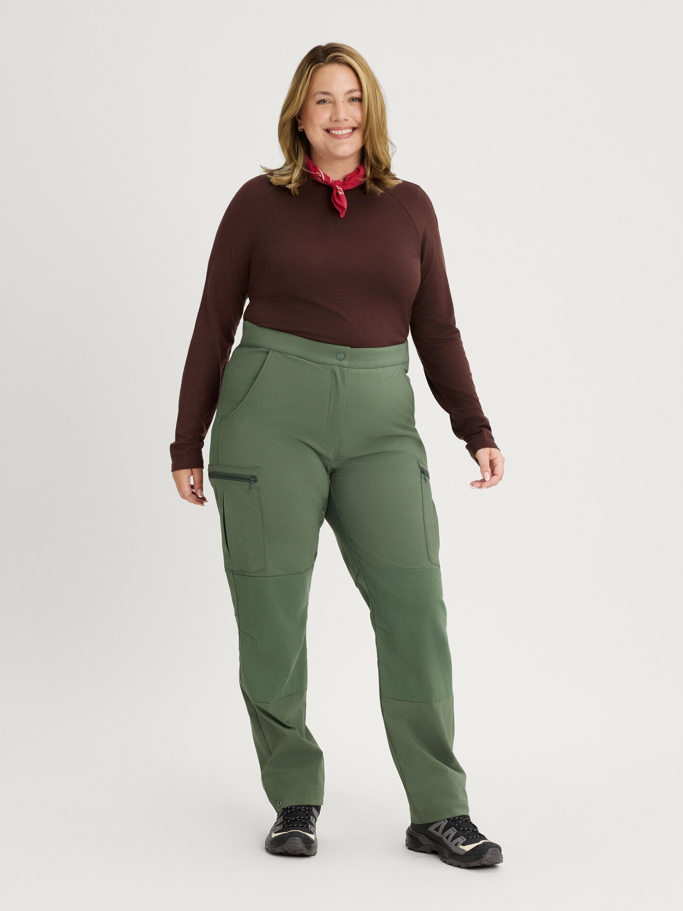 women's hiking pants stretchy green [[48 R - 173cm / 5'8'']]