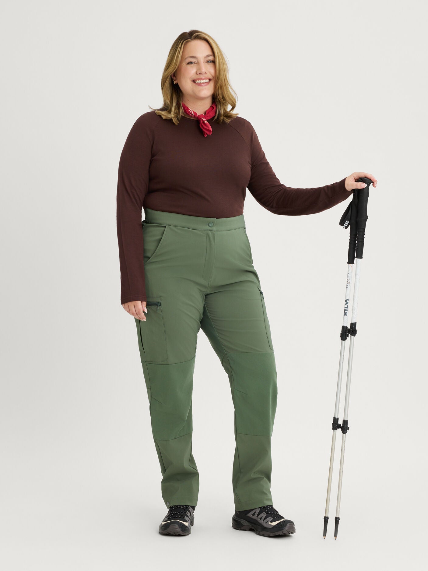 women's hiking pants stretchy green [[48 R - 173cm / 5'8'']]