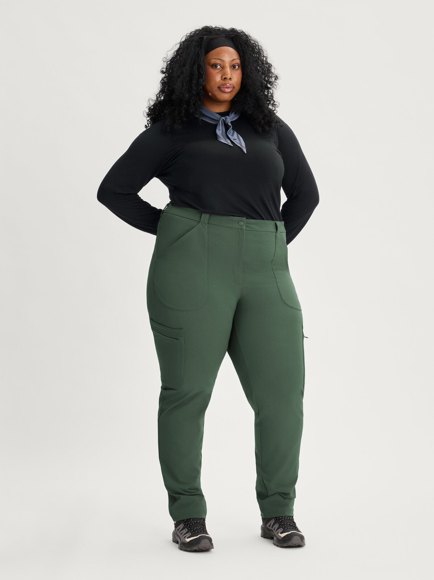 women's hiking pants stretchy waist green [[58 T - 181cm / 5'9'']]