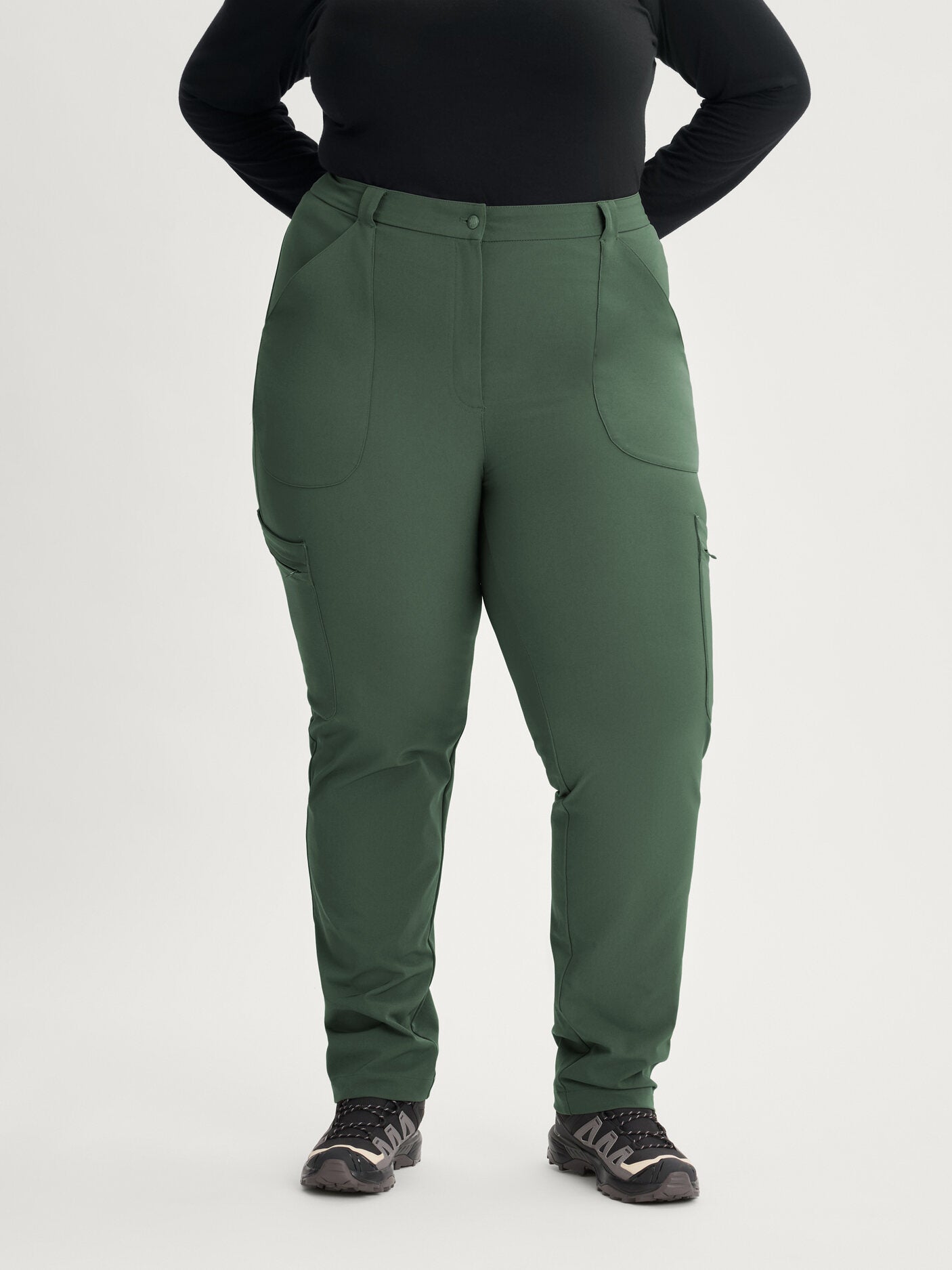 women's hiking pants stretchy waist green [[58 T - 181cm / 5'9'']]