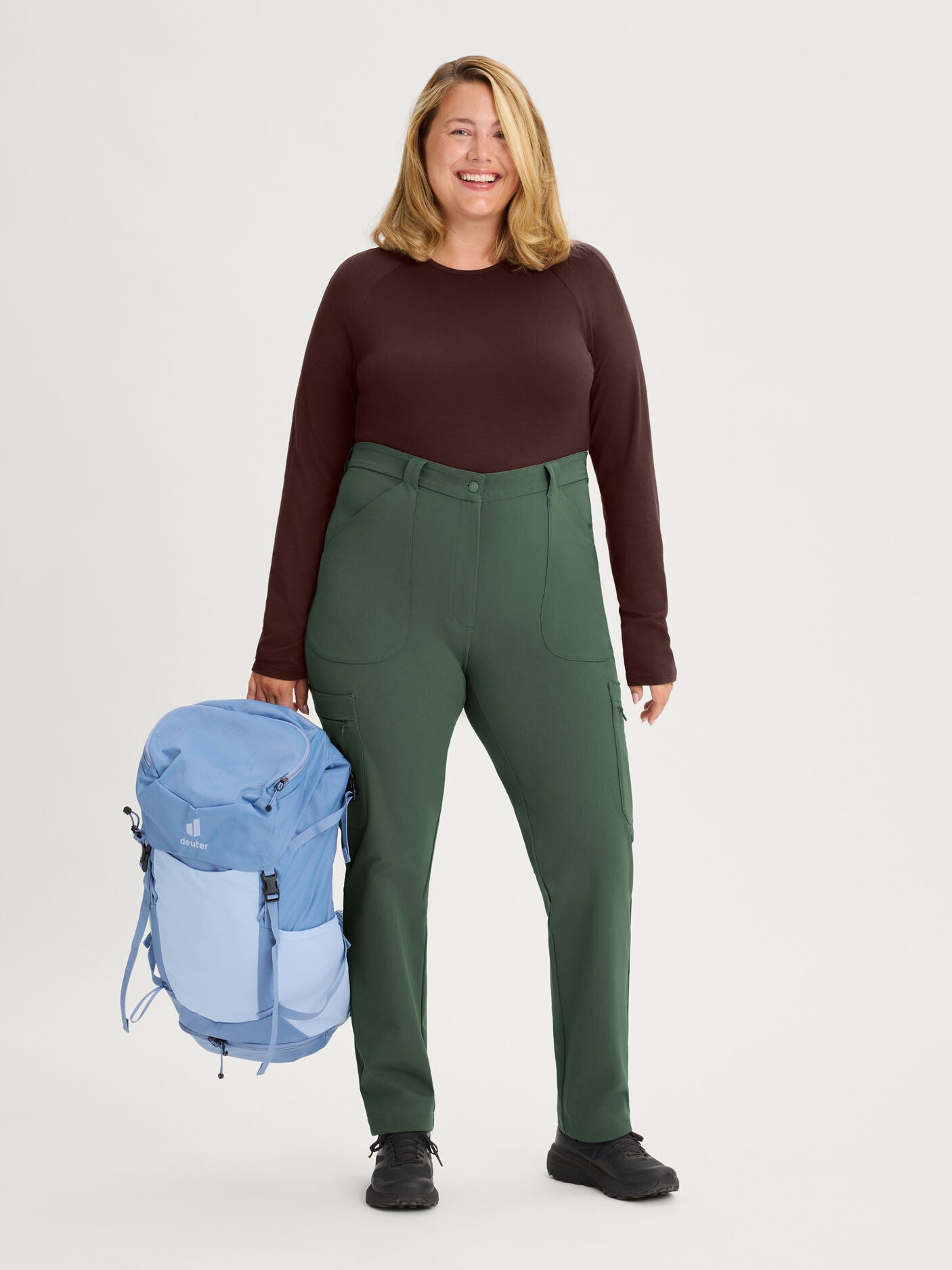 women's hiking pants stretchy waist green [[48 R - 173cm / 5'8'']]